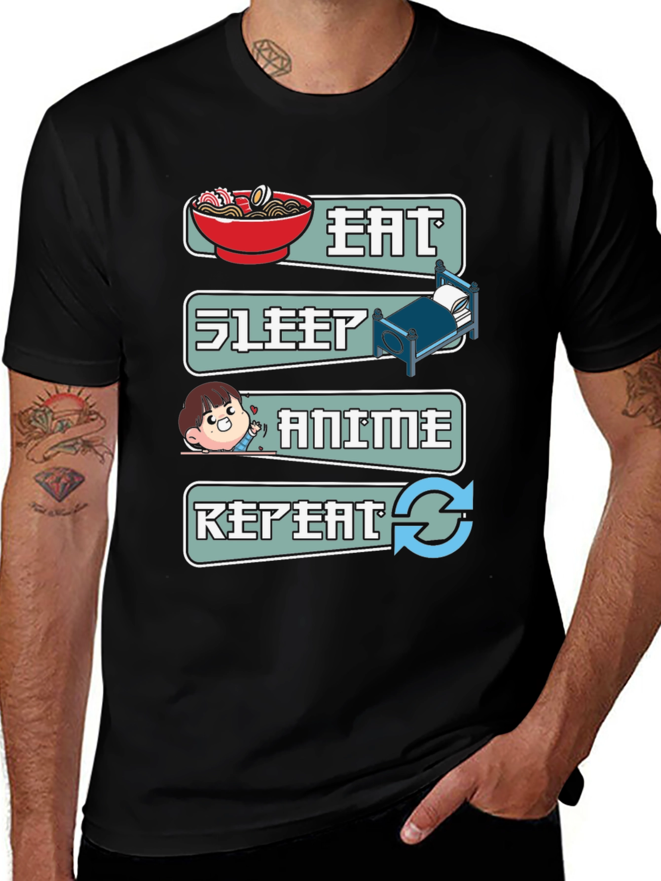 Variant 9 of Eat Sleep Anime Repeat T-Shirt