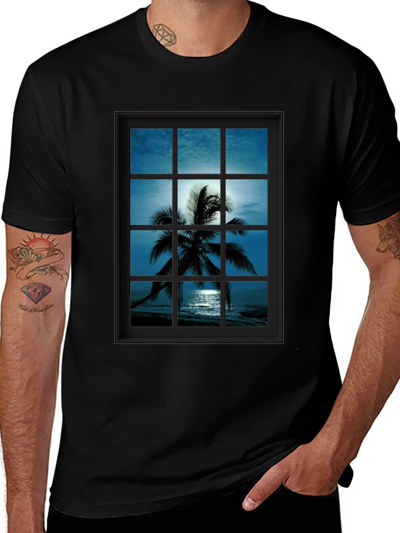 Window View Palm Tree Graphic Tee