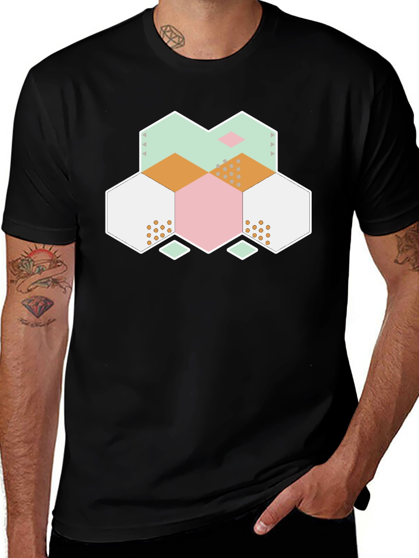 Variant 23 of Geometric Hexagon Graphic Tee - Modern Abstract Design