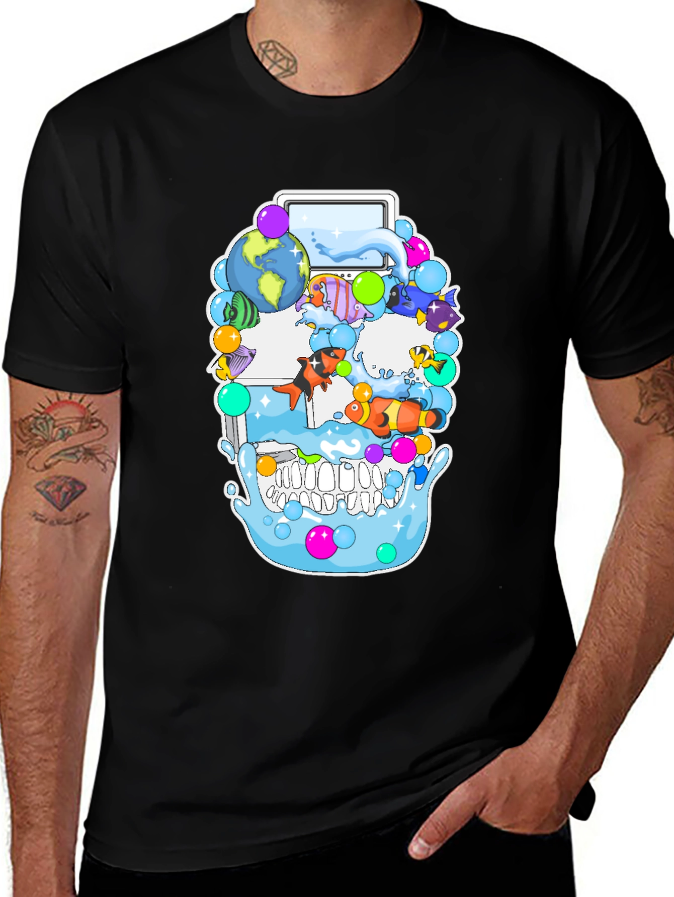 Aquarium Skull Graphic T-Shirt