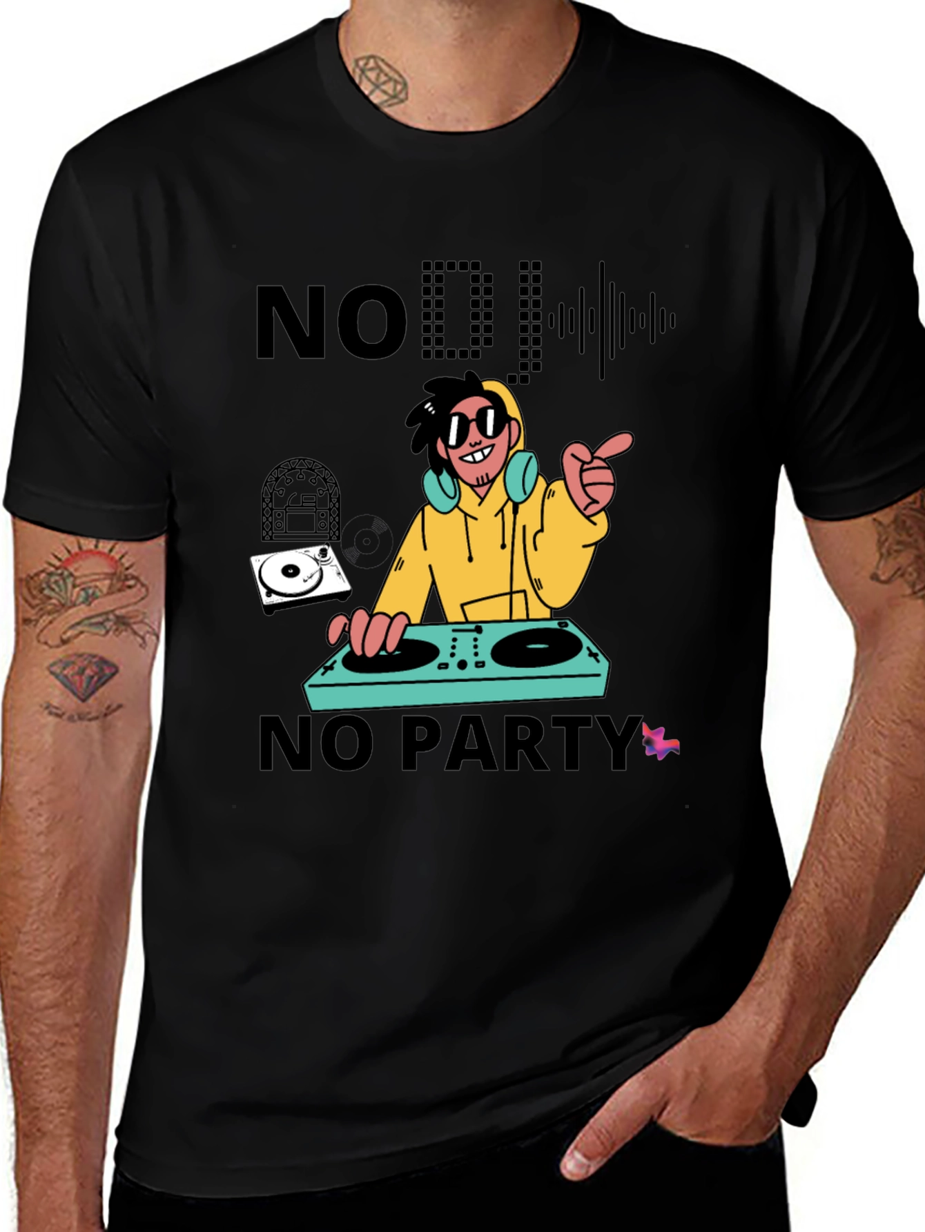 Variant 7 of No DJ No Party Graphic Tee - Music Lover T-Shirt