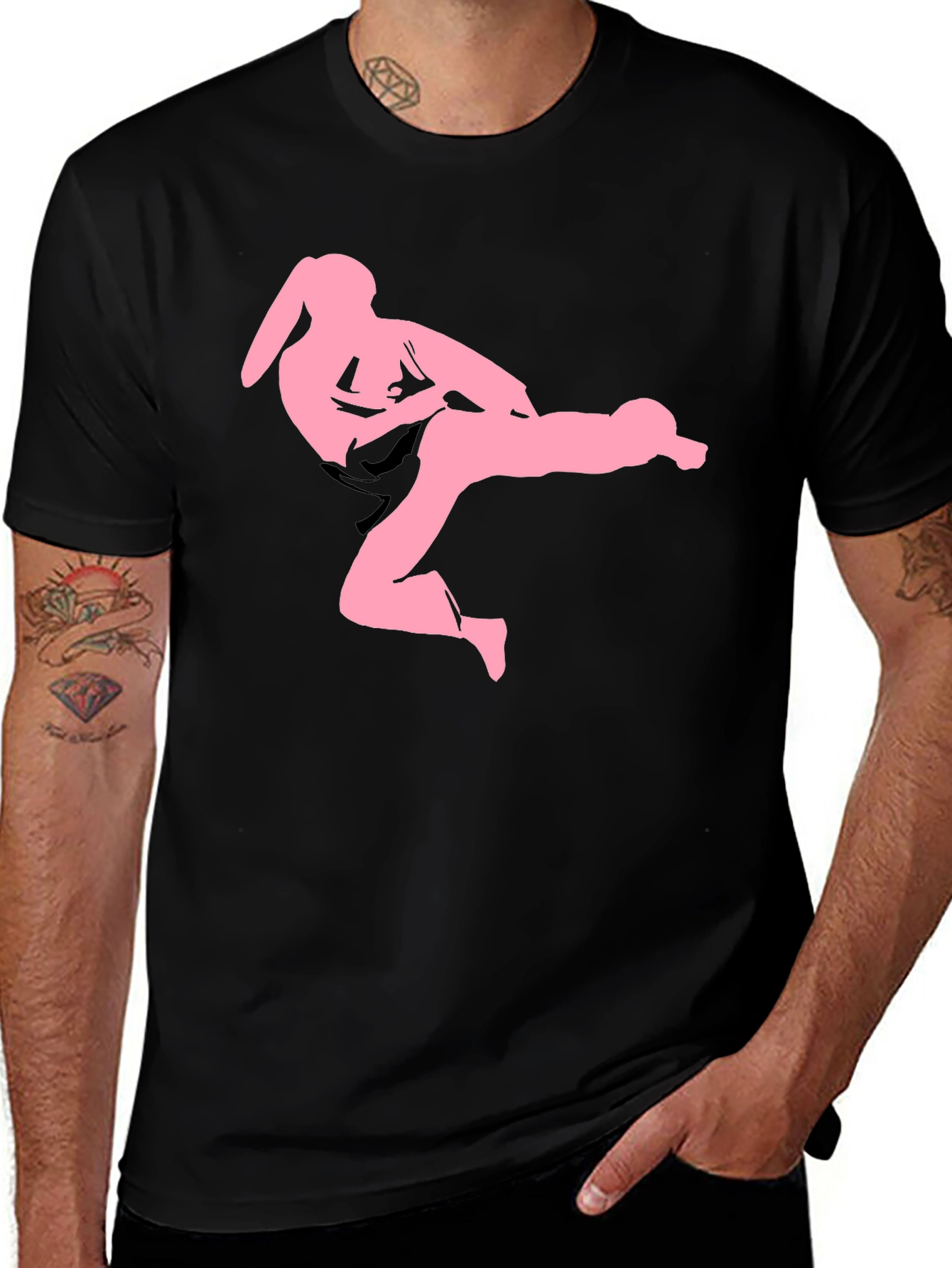 Variant 24 of Karate Bunny Black T-Shirt