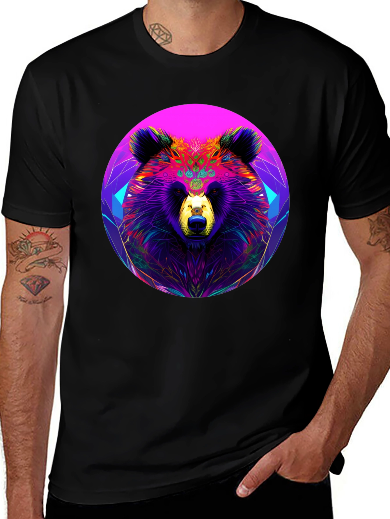 Psychedelic Bear Graphic T-Shirt