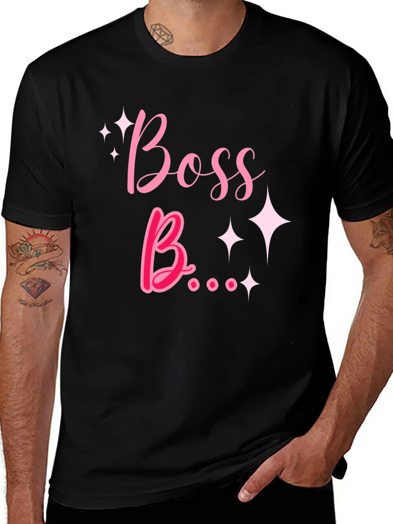 Boss B T-Shirt - Black Tee with Pink Graphic
