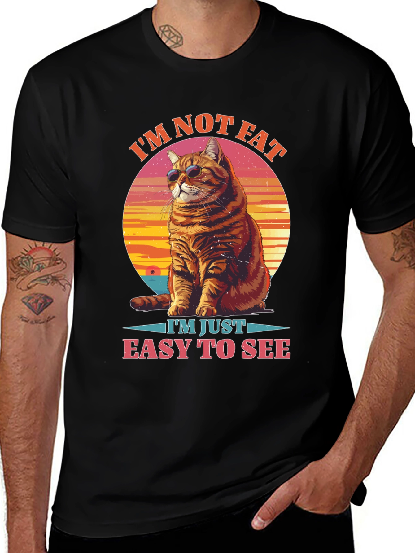 Variant 21 of I'm Not Fat, Easy to See Cat Graphic Tee