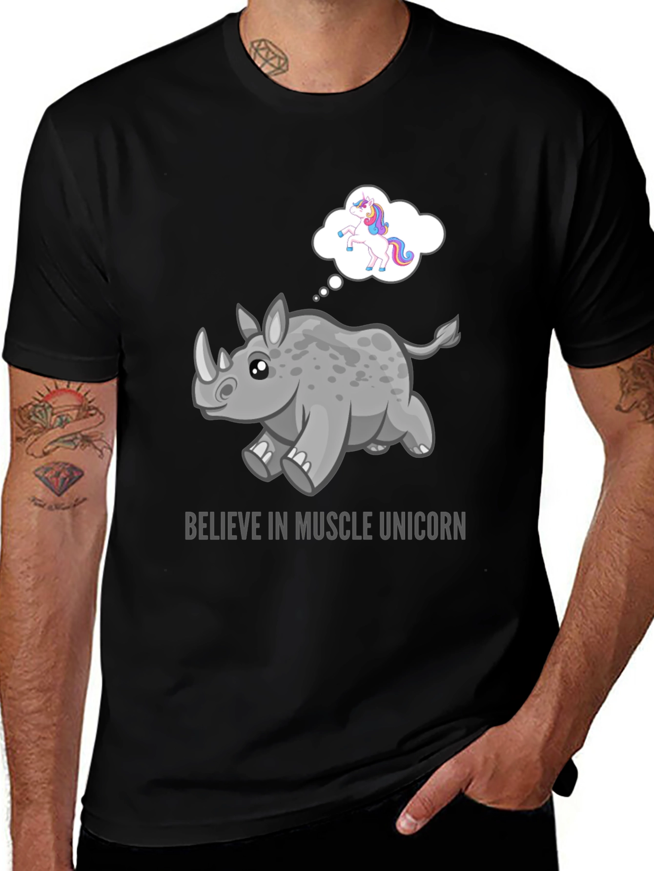 Variant 13 of Muscle Unicorn Graphic Tee - Black