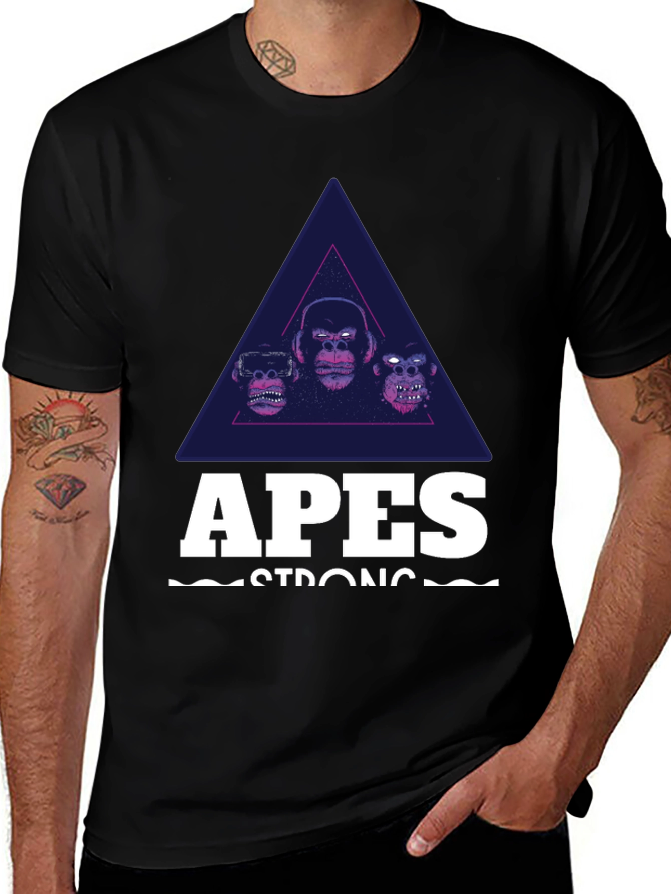 Variant 15 of Apes Strong Graphic Tee - Black