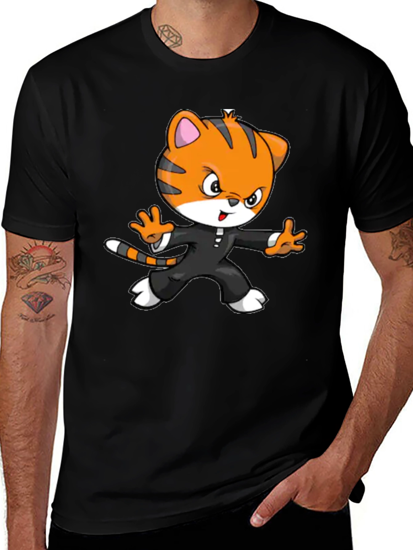 Variant 20 of Cartoon Tiger Kung Fu Black T-Shirt