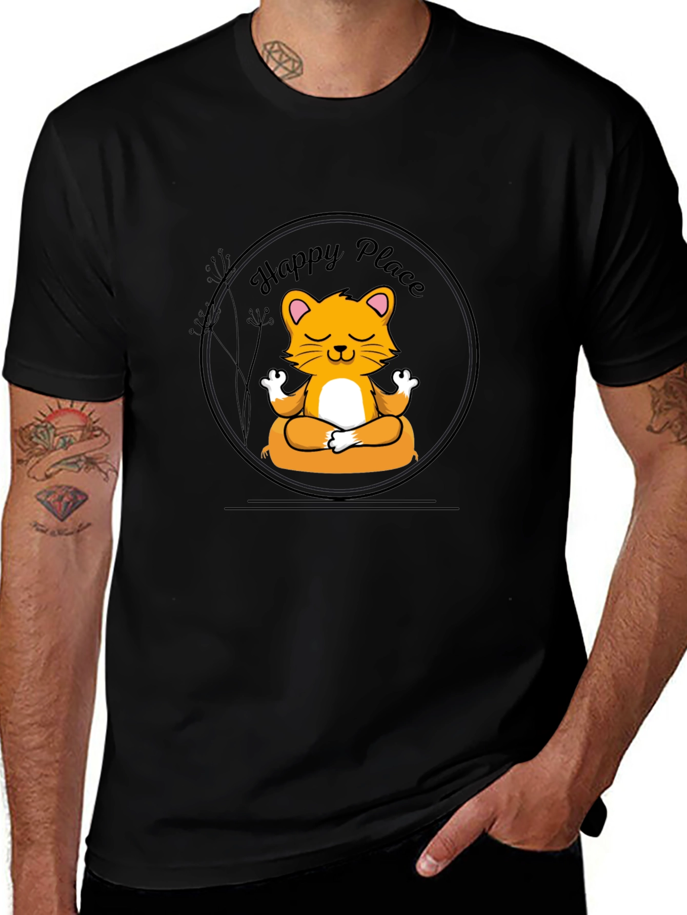 Variant 30 of Happy Place Yoga Cat T-Shirt
