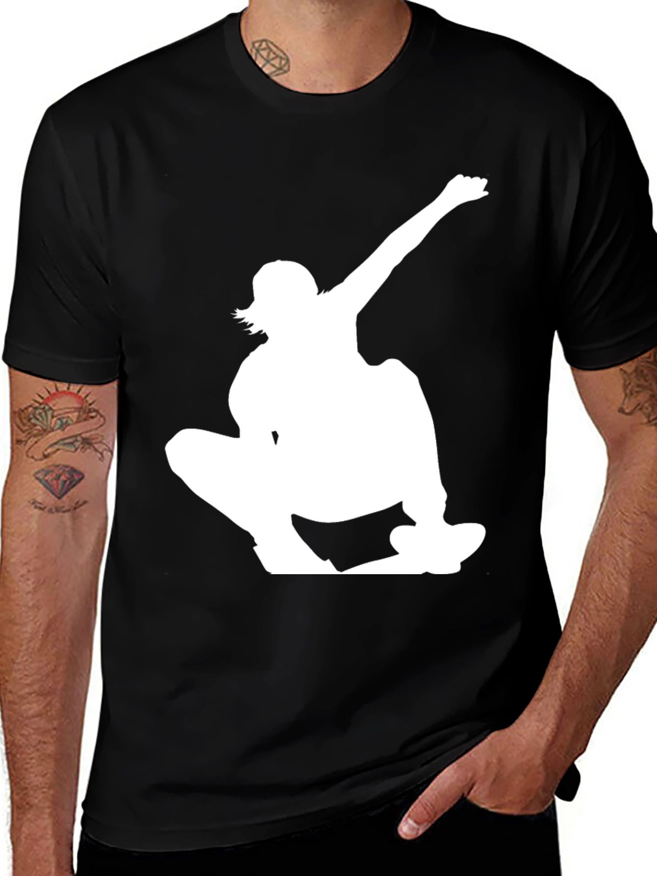 Variant 10 of Skateboarding Graphic Tee - Cool Black T-Shirt