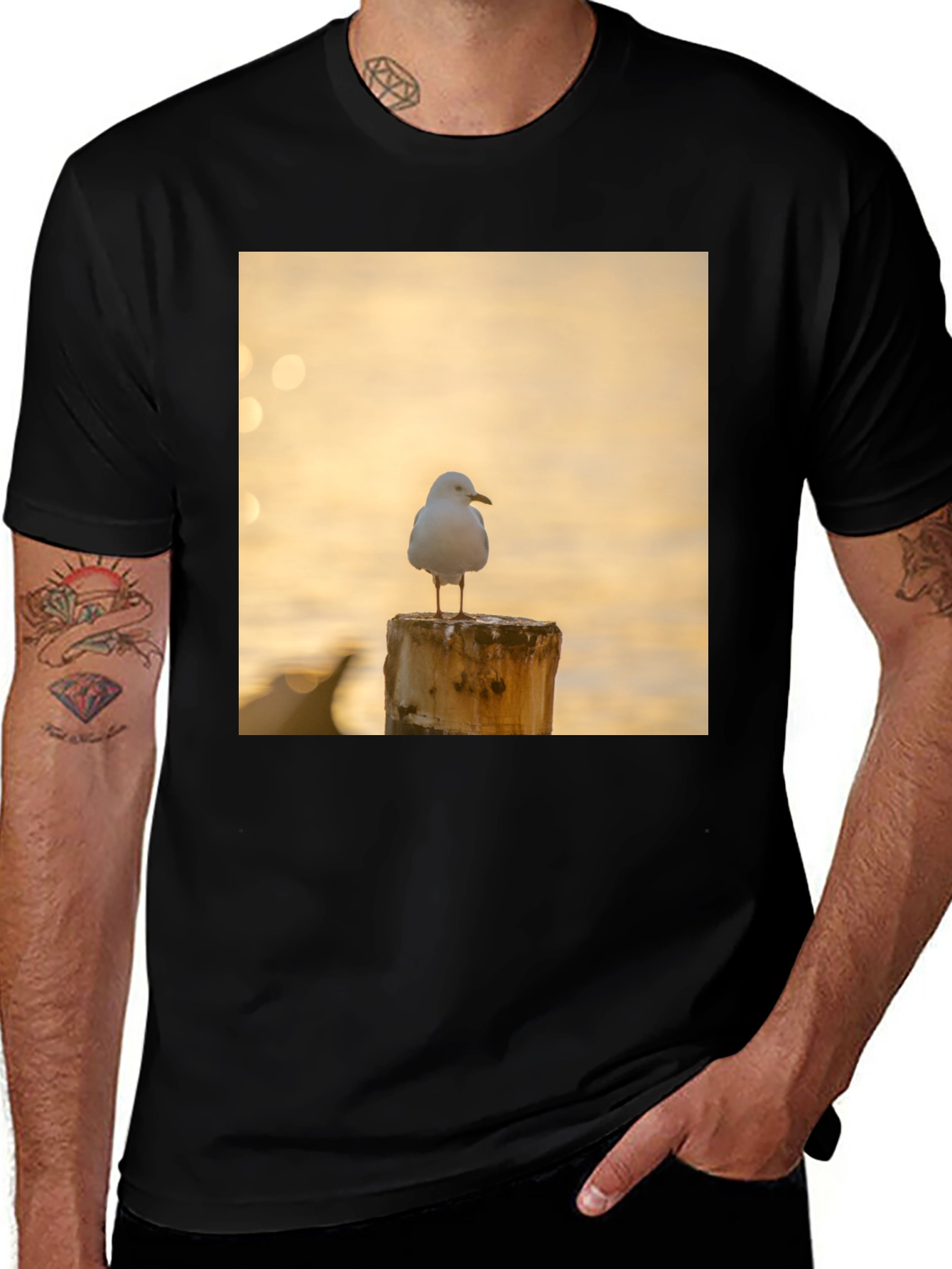 Variant 23 of Seagull on Post Black T-Shirt
