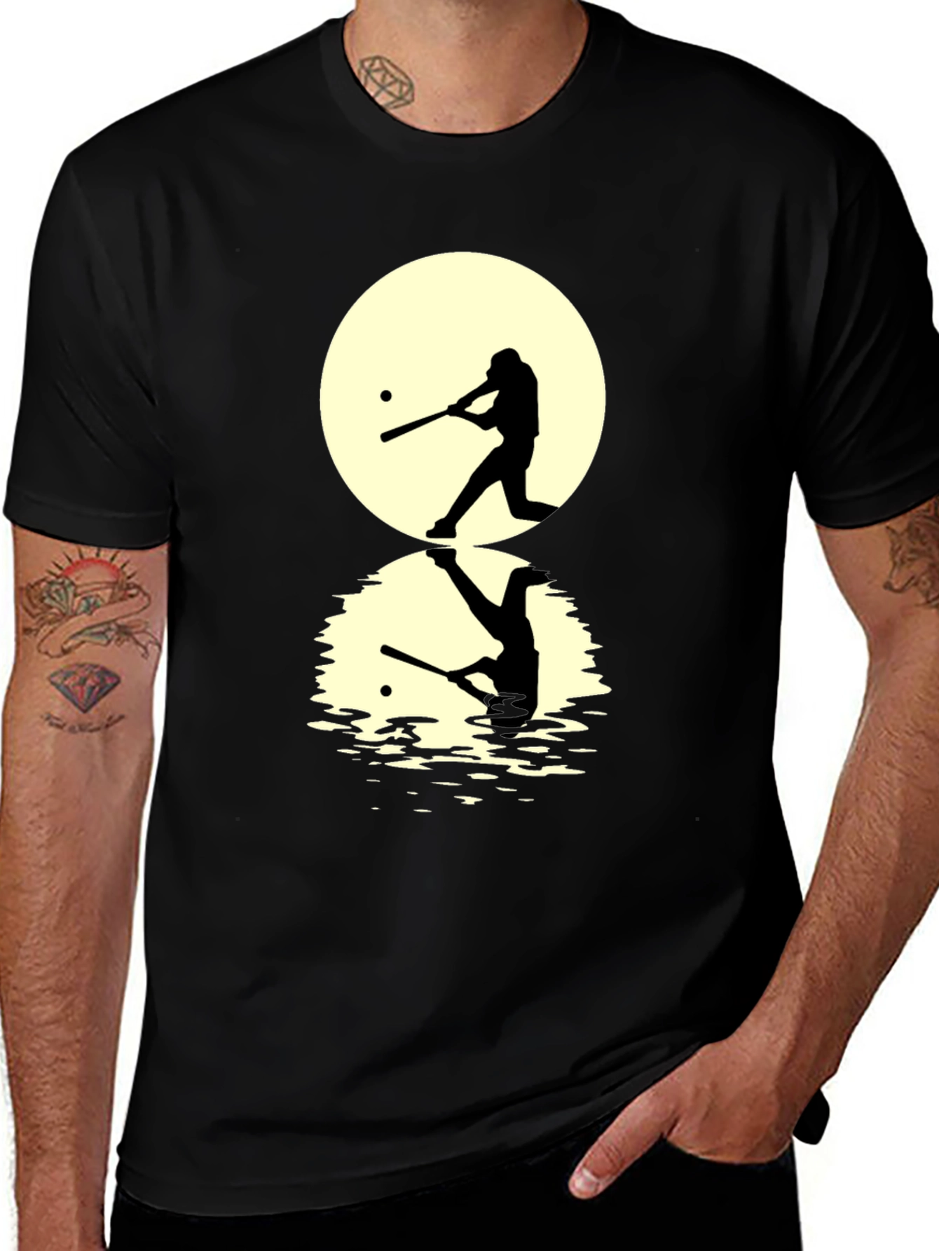 Variant 18 of Baseball Silhouette T-Shirt - Moon Reflection Design