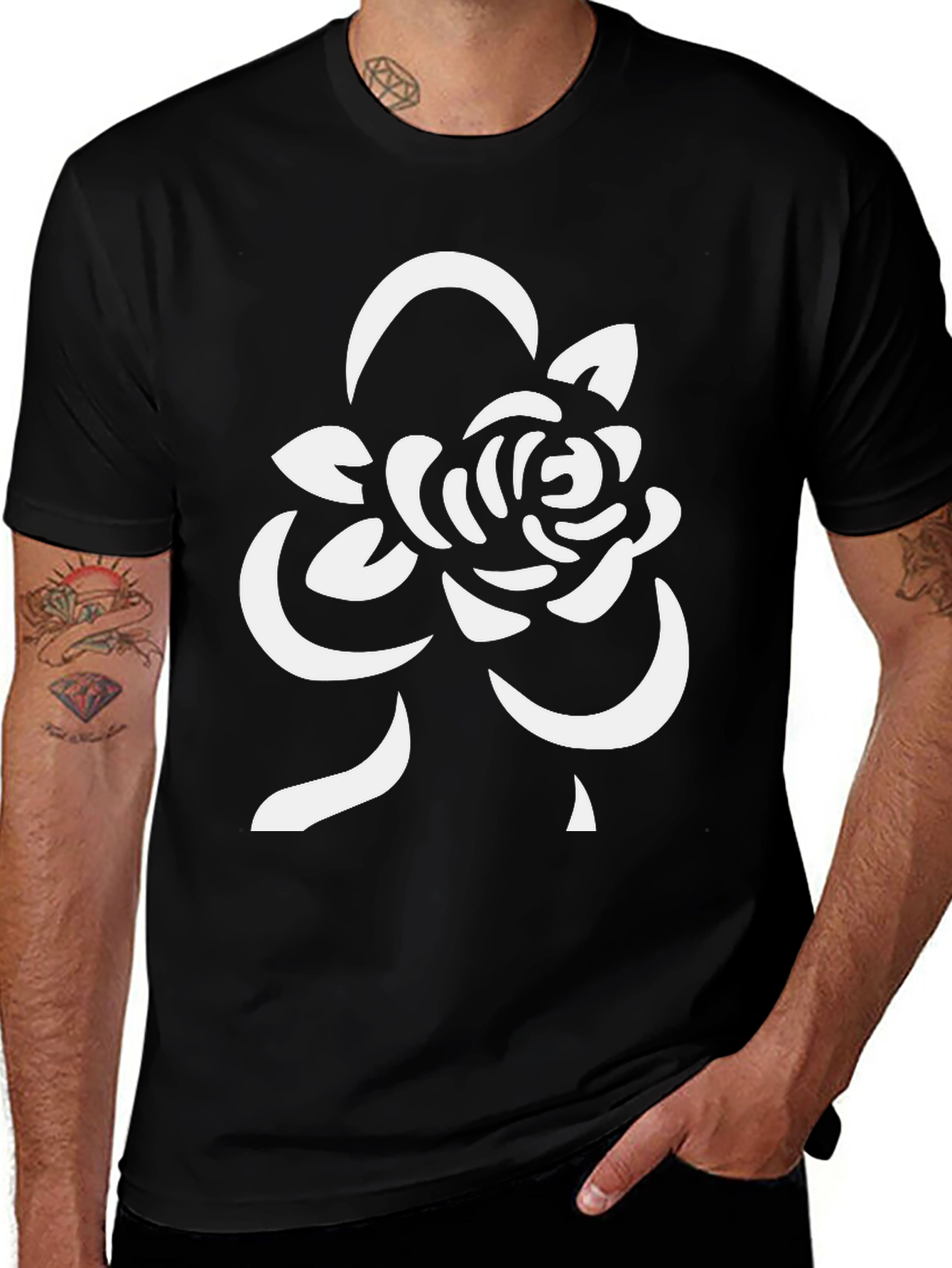 Variant 12 of Rose Graphic Black T-Shirt