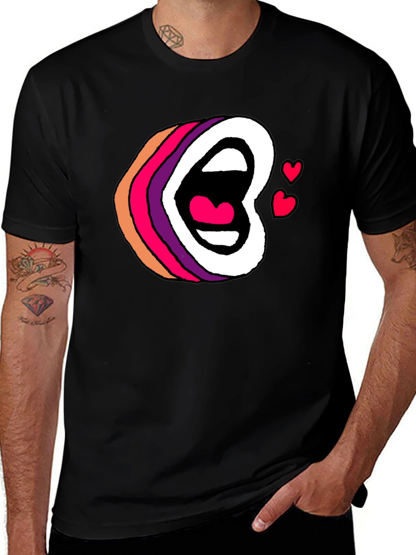 Variant 19 of Groovy Open Mouth Graphic Tee - Retro Heart Mouth Shirt