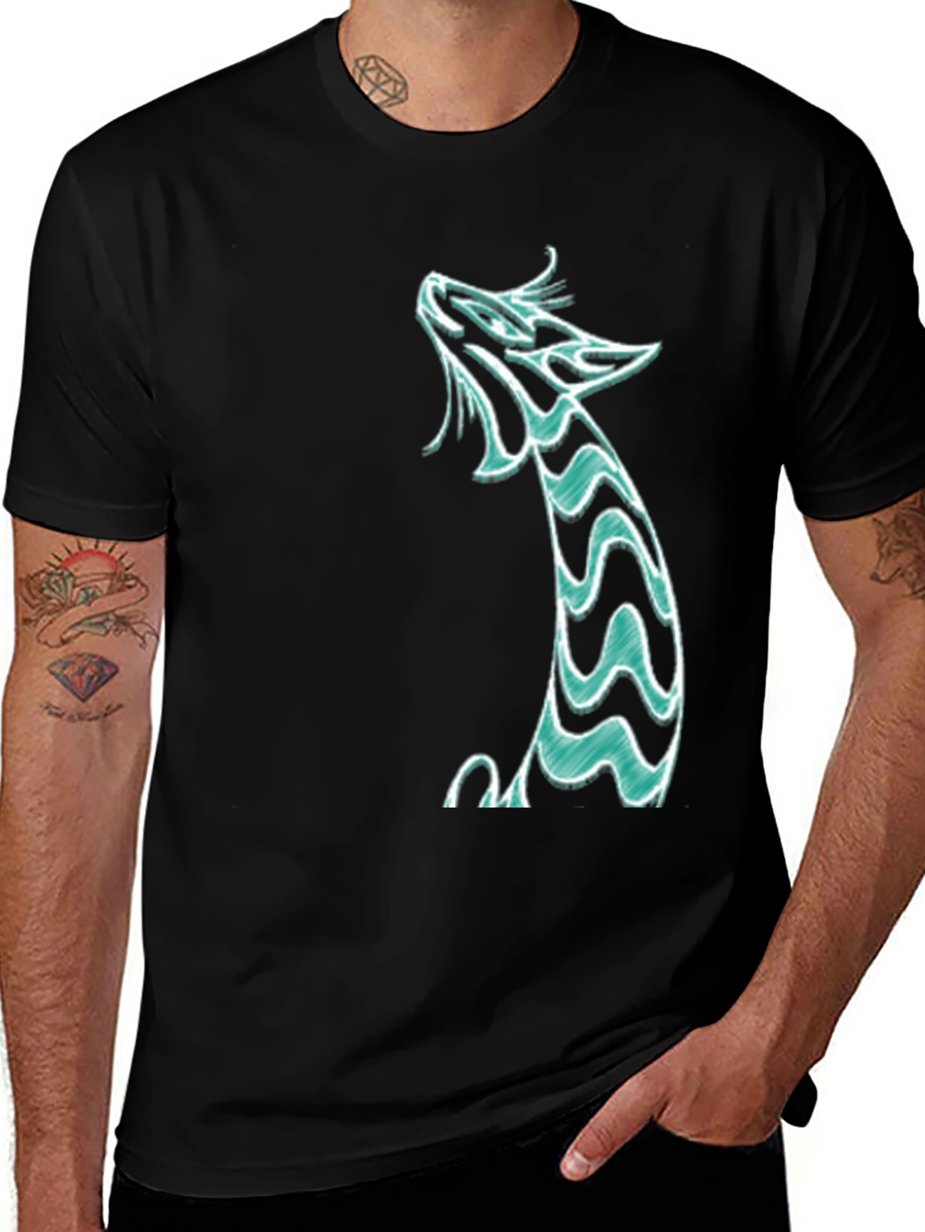Variant 17 of Dragon Graphic Tee - Black Cotton Shirt