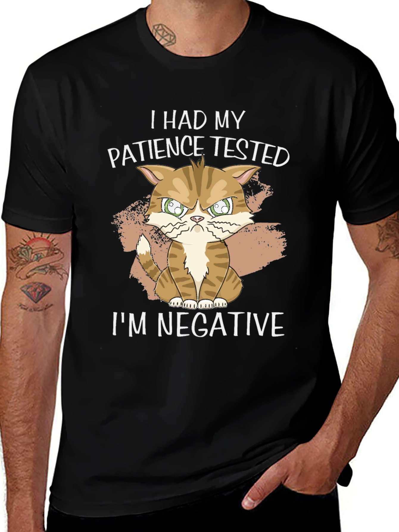 Variant 18 of Patience Tested Negative Funny Cat Graphic T-Shirt