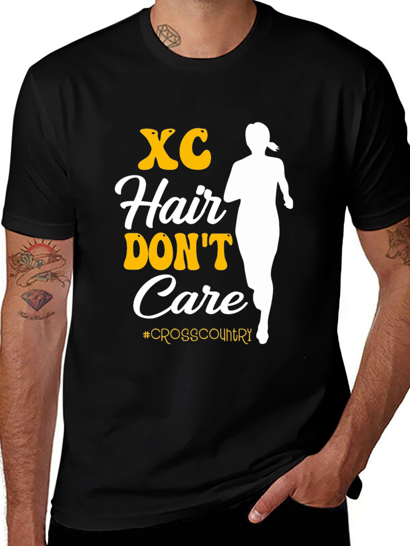 Variant 7 of XC Hair Don't Care Cross Country Running T-Shirt