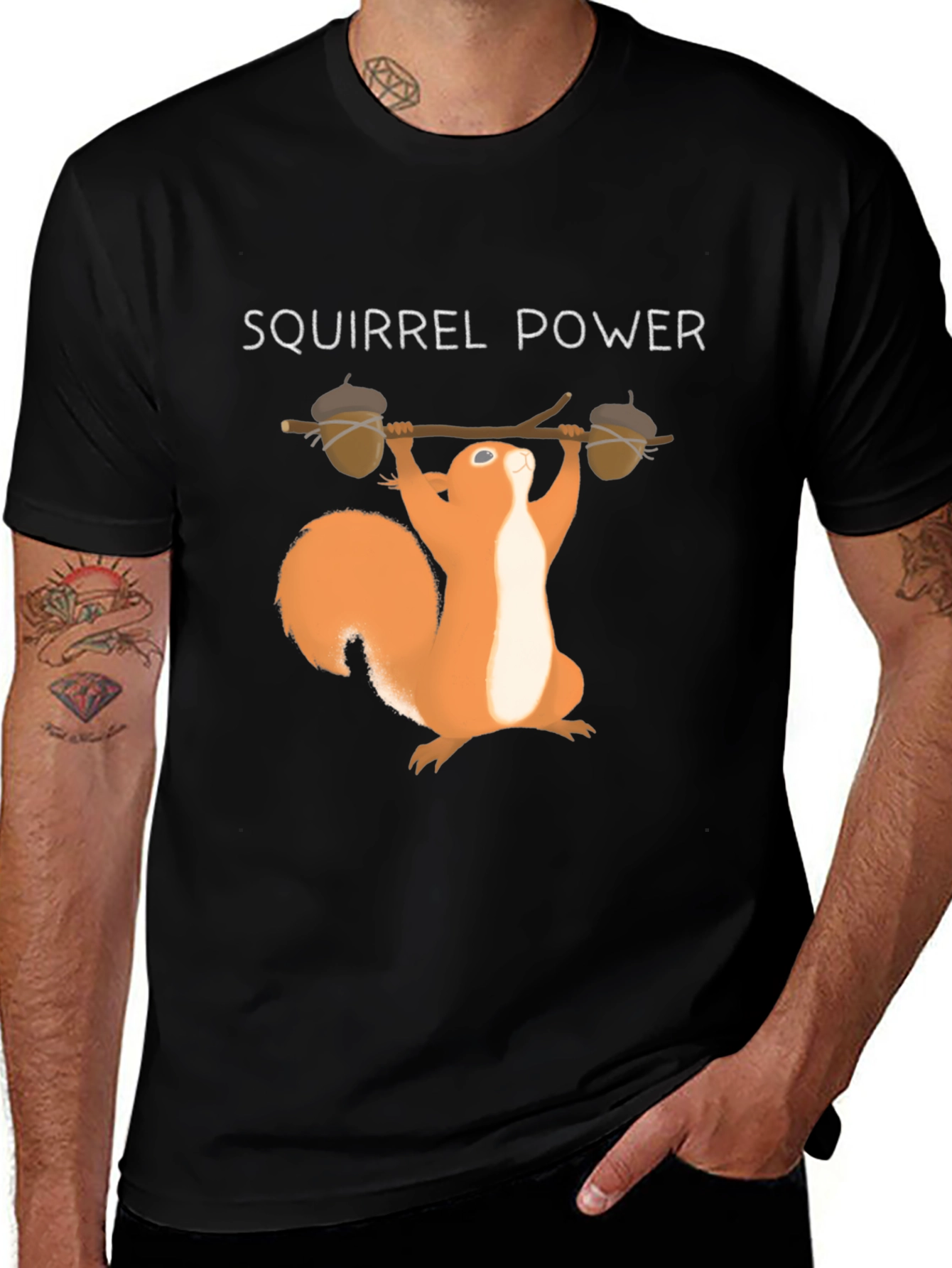 Variant 10 of Squirrel Power T-Shirt - Weightlifting Animal Tee