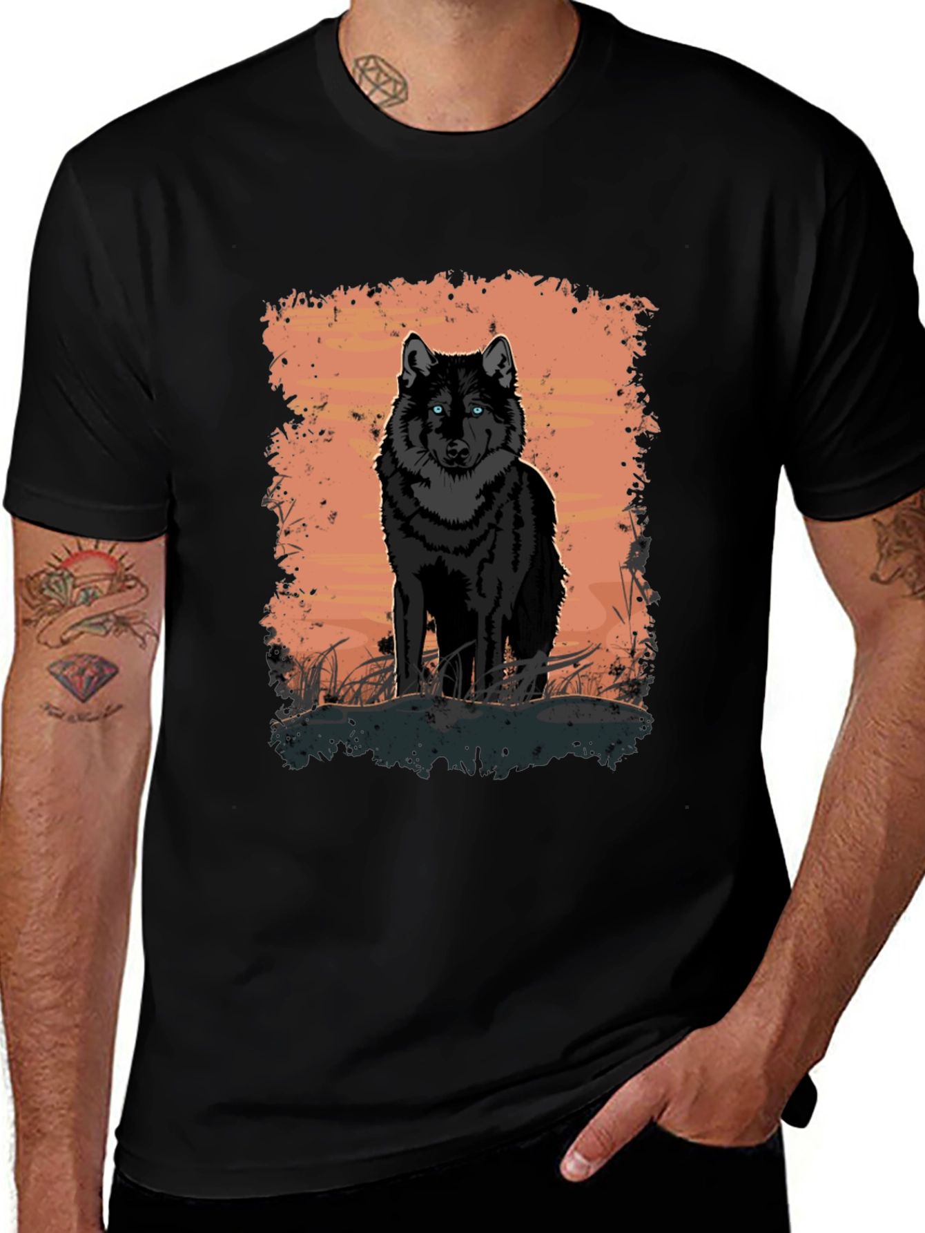 Variant 20 of Wolf Graphic Print Black T-Shirt