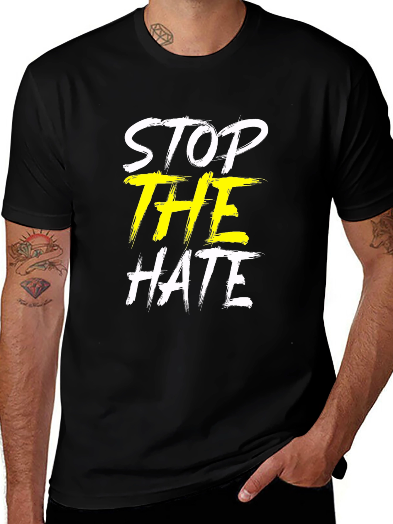 Stop the Hate Graphic T-Shirt - Unisex Black Tee