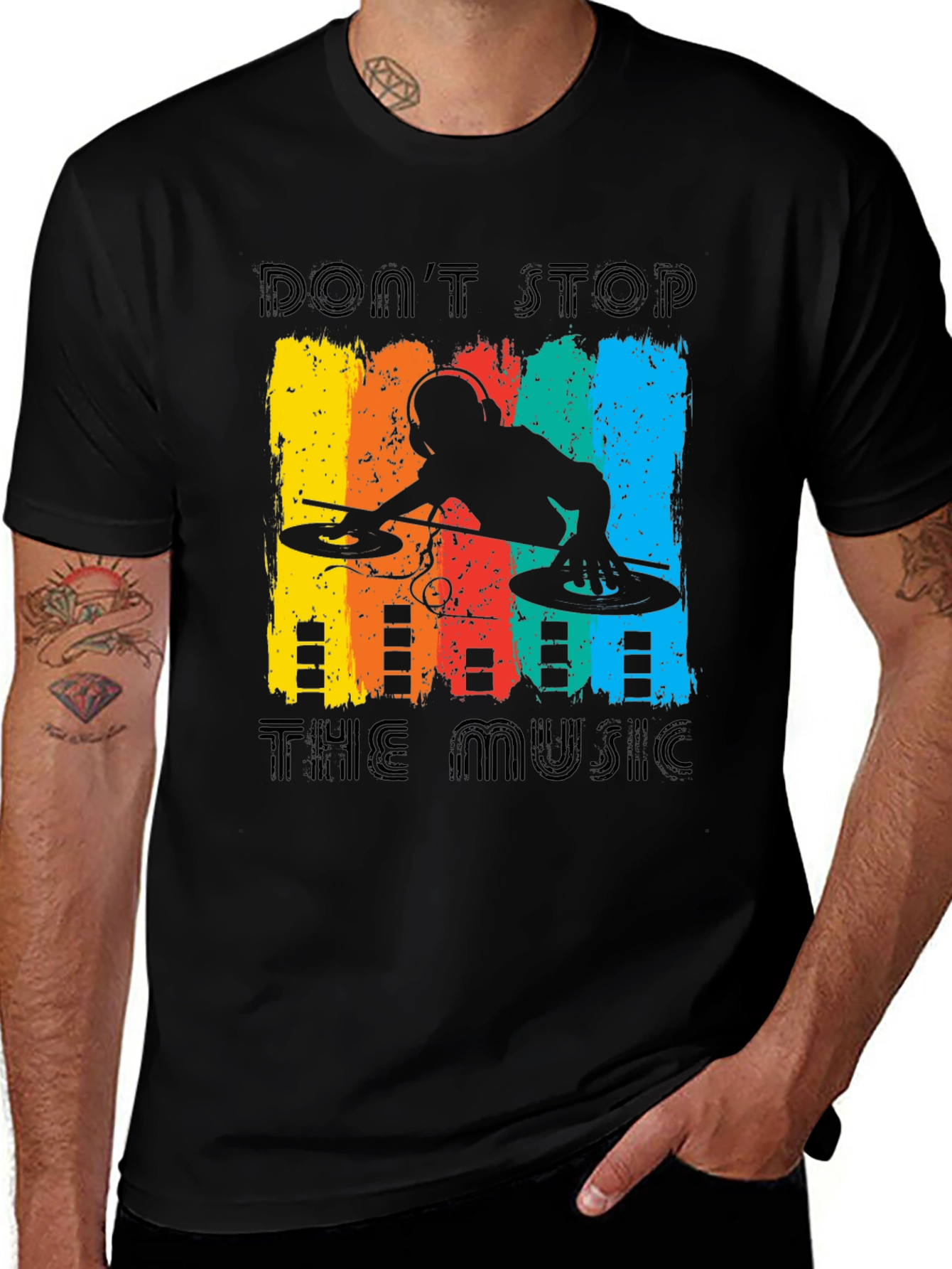 Don't Stop the Music DJ Graphic Tee - Black