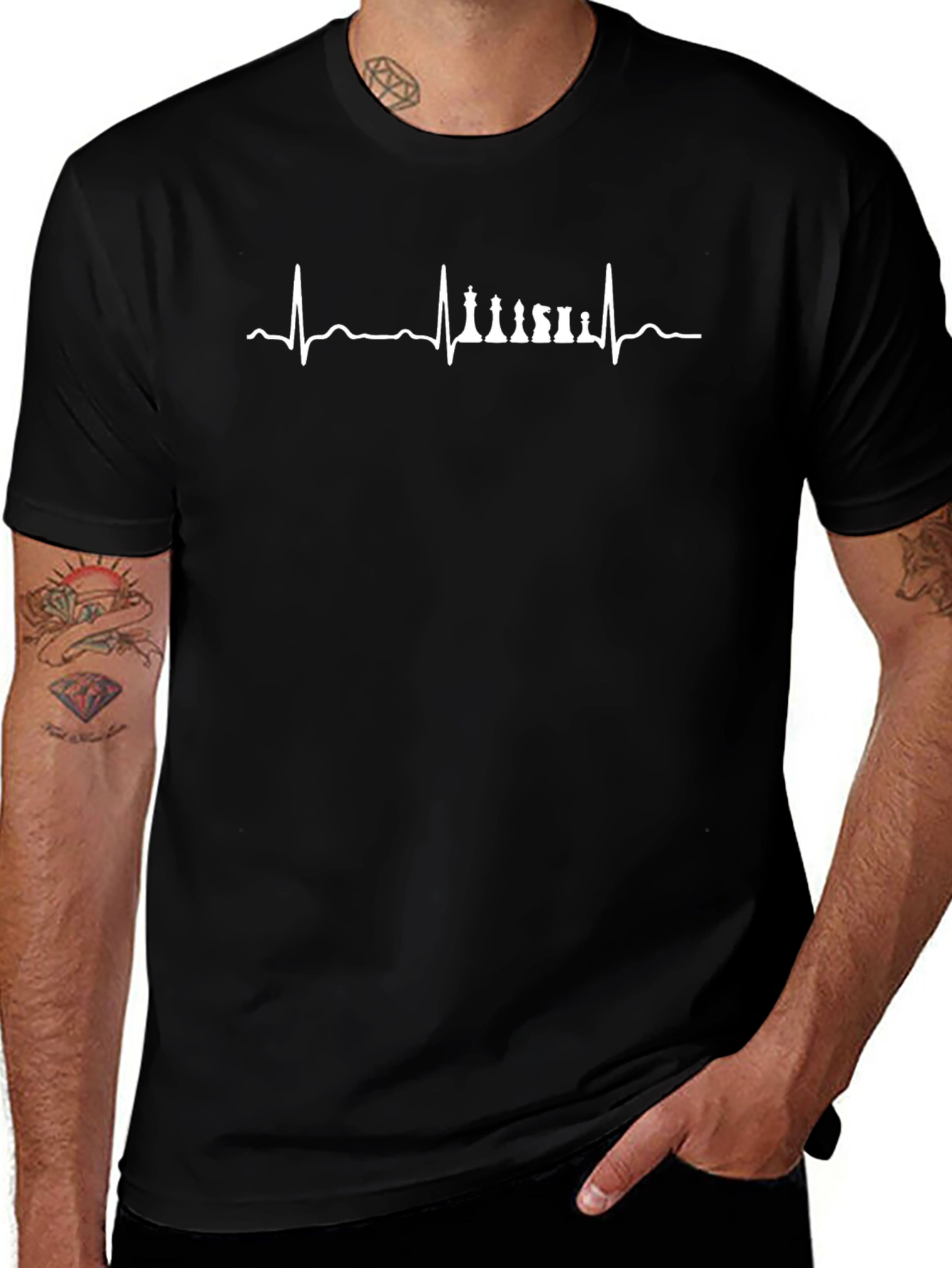 Variant 11 of Chess Lover Heartbeat T-Shirt - Black