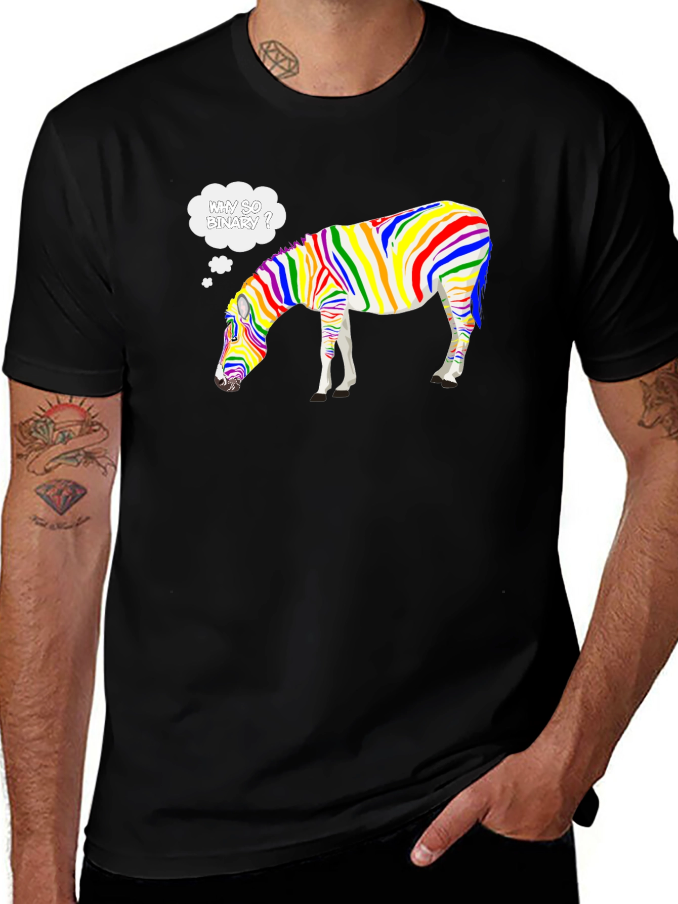 Variant 4 of Why So Binary Zebra T-Shirt - Rainbow Pride Tee