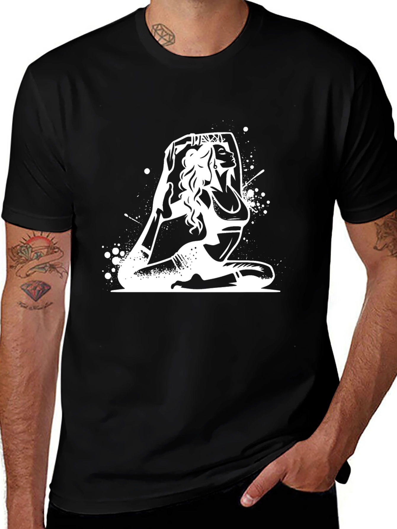 Variant 23 of Yoga Pose Graphic T-Shirt - Black Cotton Blend