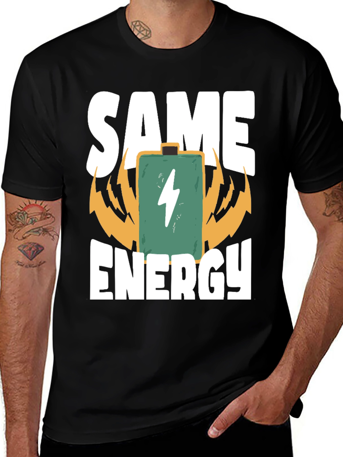 Variant 18 of Same Energy Black Cotton Graphic Tee