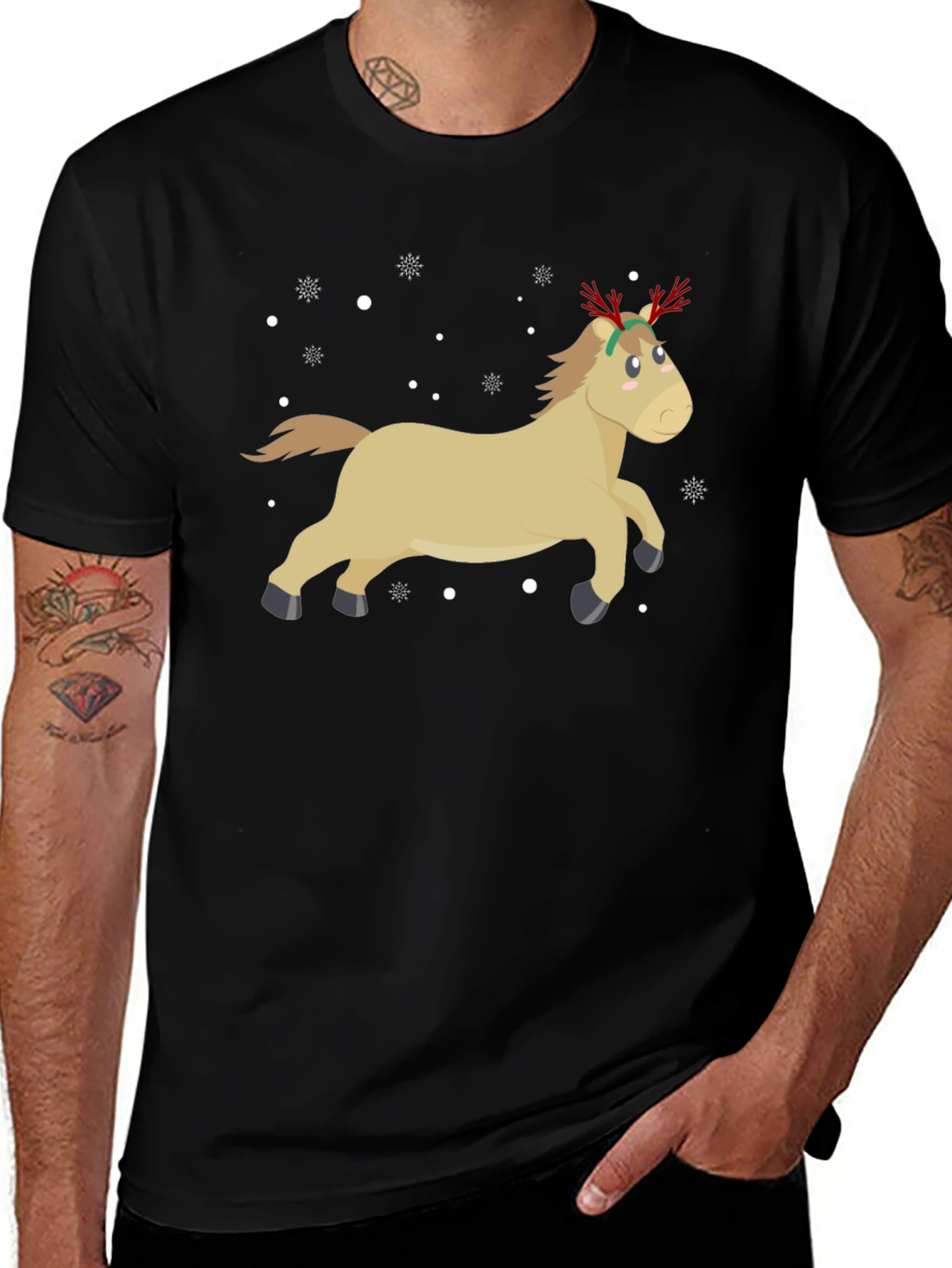 Variant 2 of Holiday Horse Tee - Festive Cartoon Design