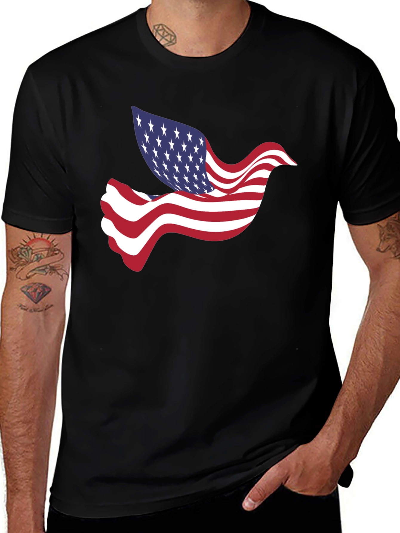 Variant 16 of American Flag Dove Graphic T-Shirt