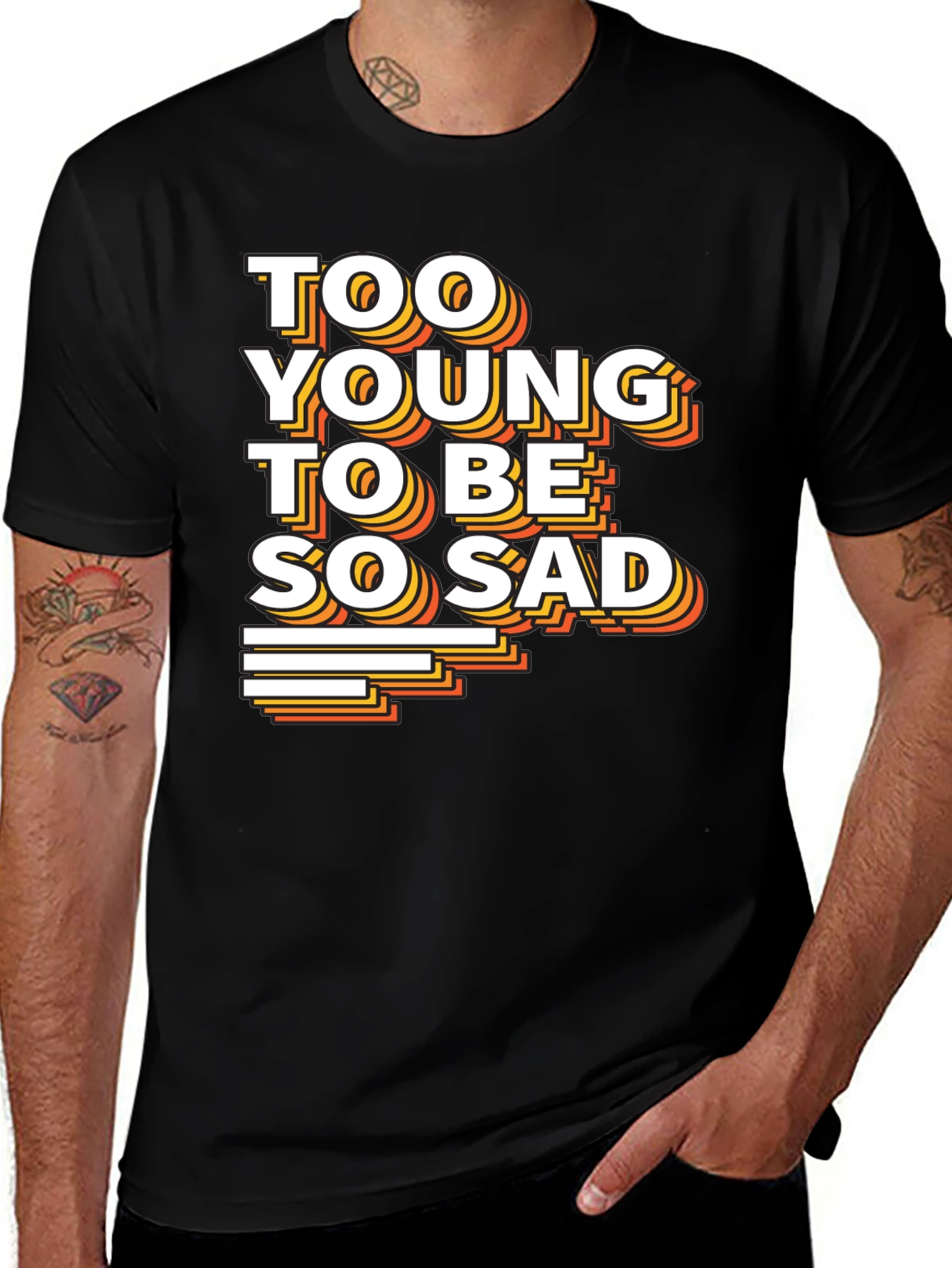 Too Young to Be So Sad Black Graphic Tee