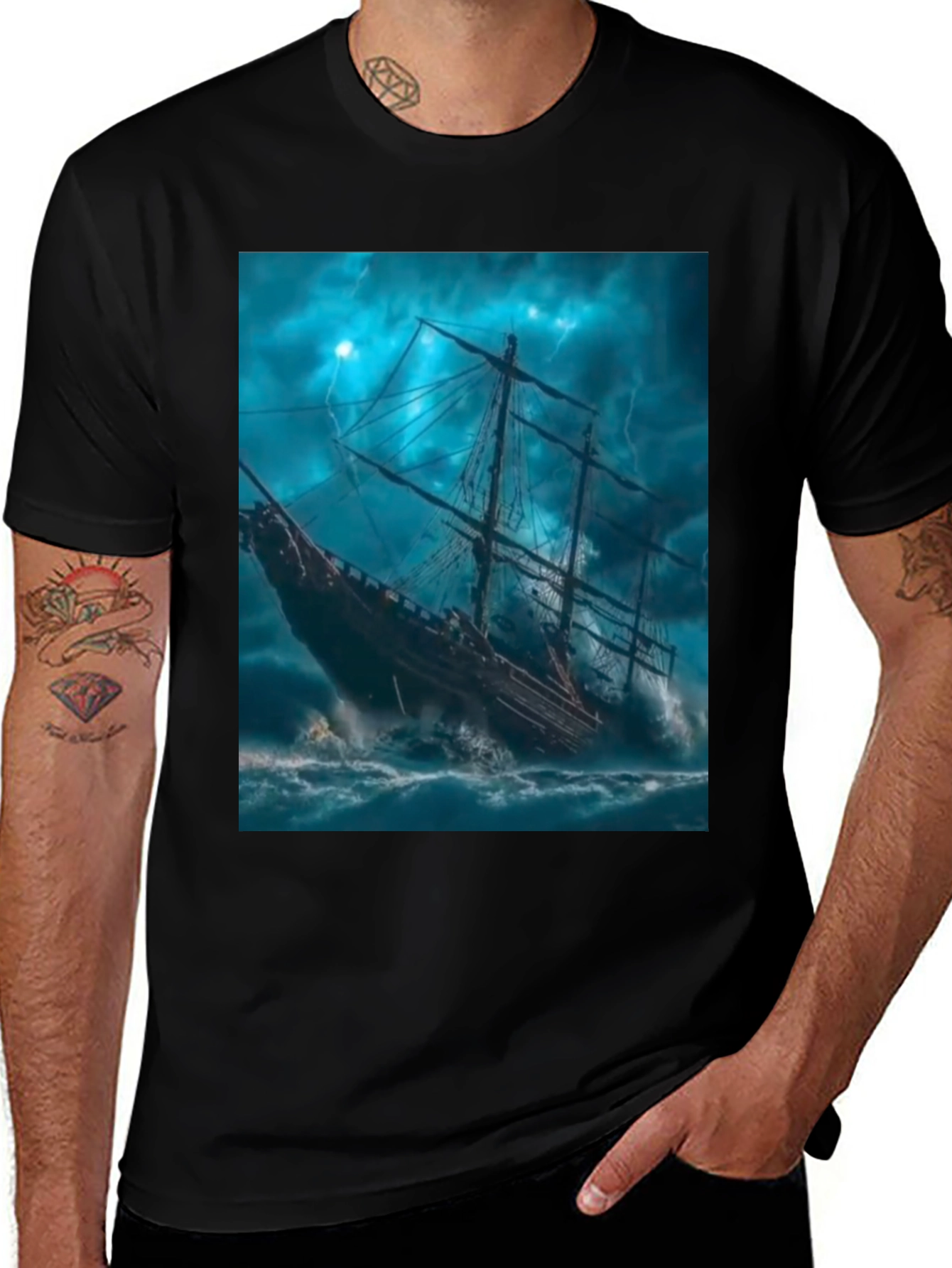 Variant 28 of Stormy Seas Ship Graphic Tee