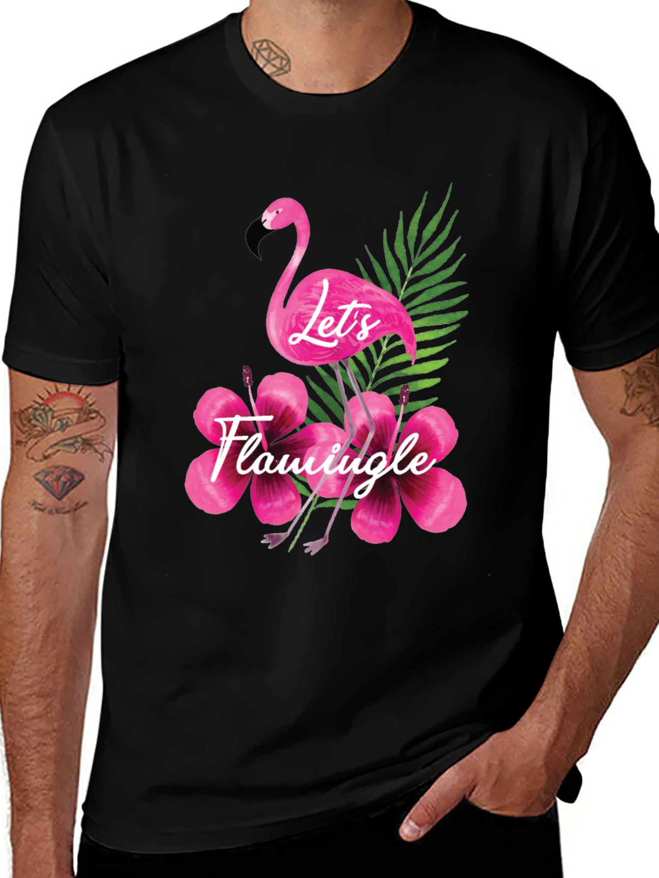 Variant 17 of Let's Flamingle Black T-Shirt