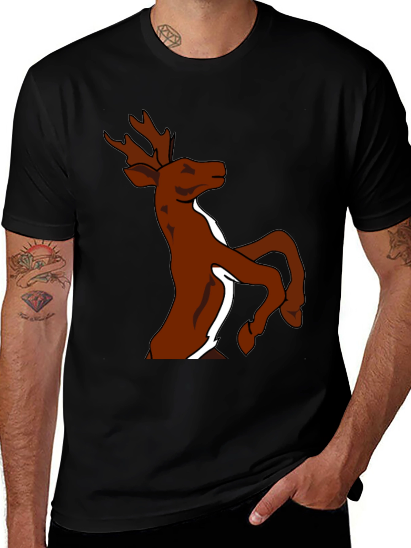 Variant 25 of Black Deer Graphic Tee - Stylish Men's Casual Wear