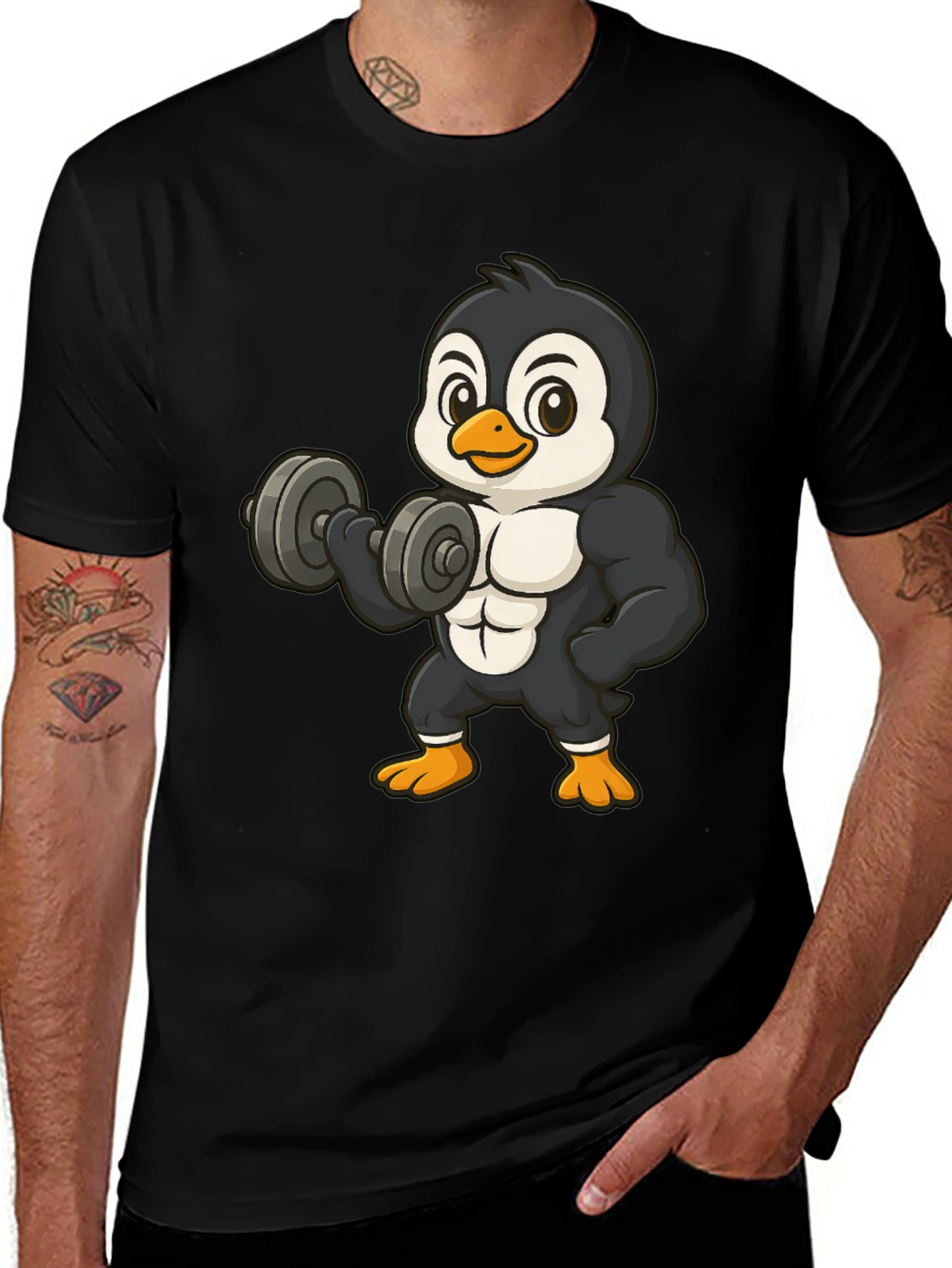 Variant 13 of Penguin Gym Bro Graphic Tee - Black