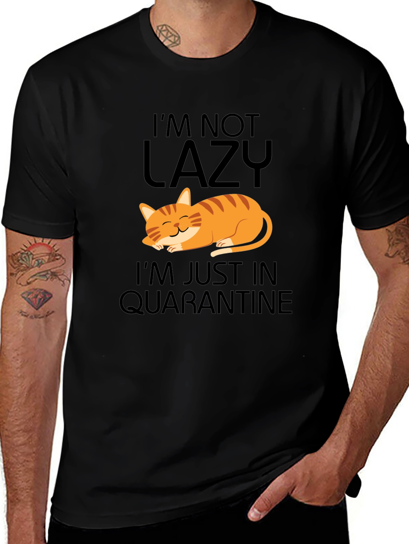 Variant 27 of I'm Not Lazy Cat Quarantine Graphic Tee