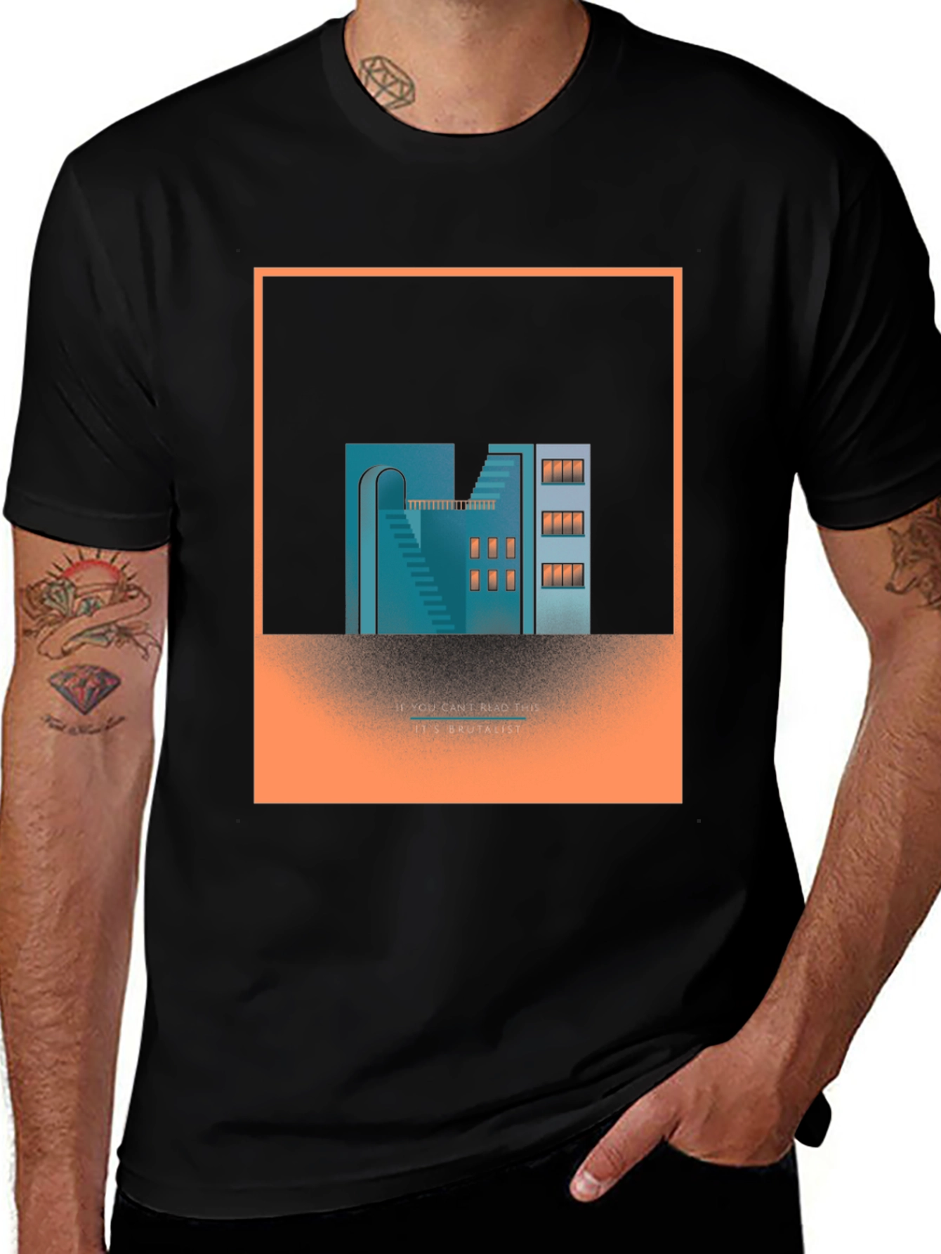 Variant 9 of Abstract Building Graphic Tee - Modern Black T-Shirt