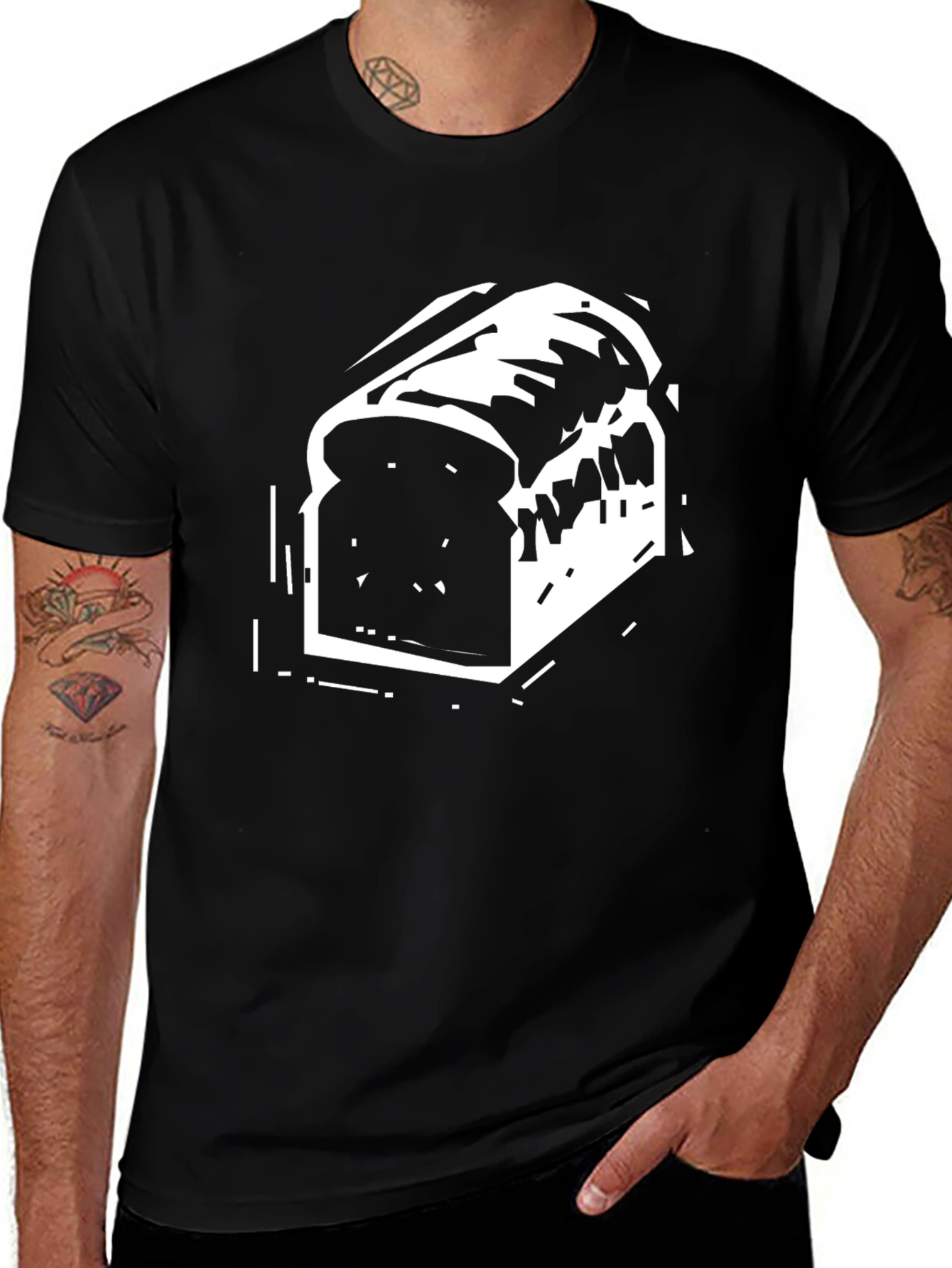 Variant 17 of Bread Slice Graphic Tee - Black T-Shirt