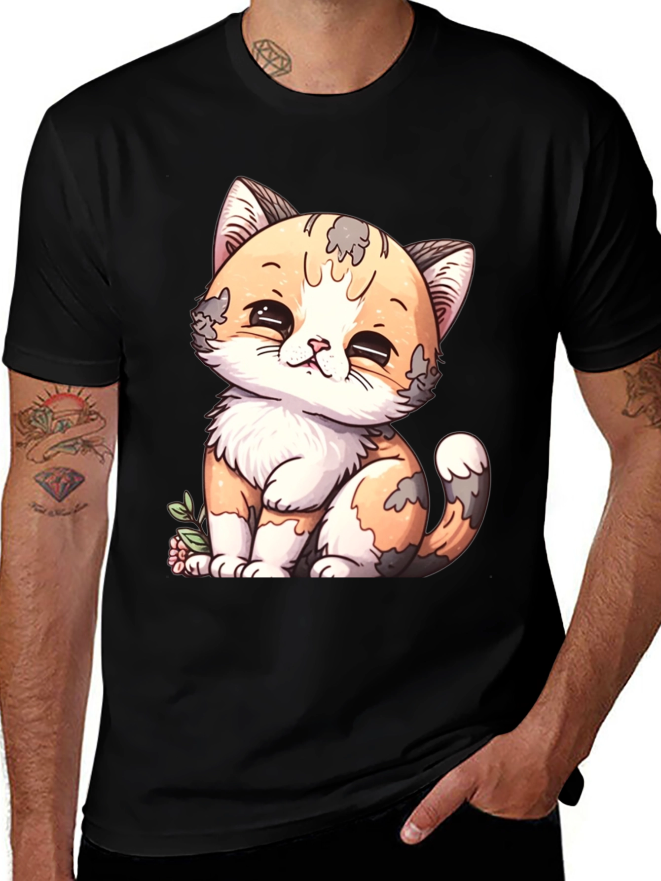 Variant 23 of Cute Cartoon Cat Graphic Tee - Soft Cotton Blend