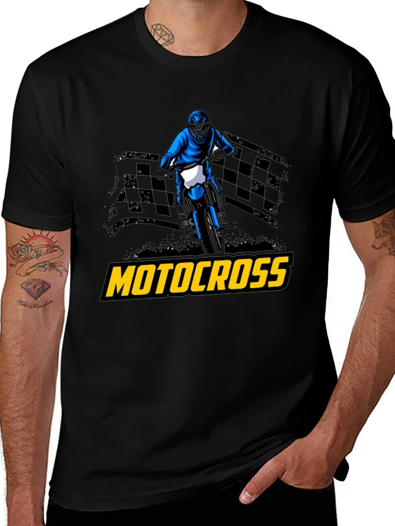 Variant 6 of Motocross Rider Graphic T-Shirt - Black