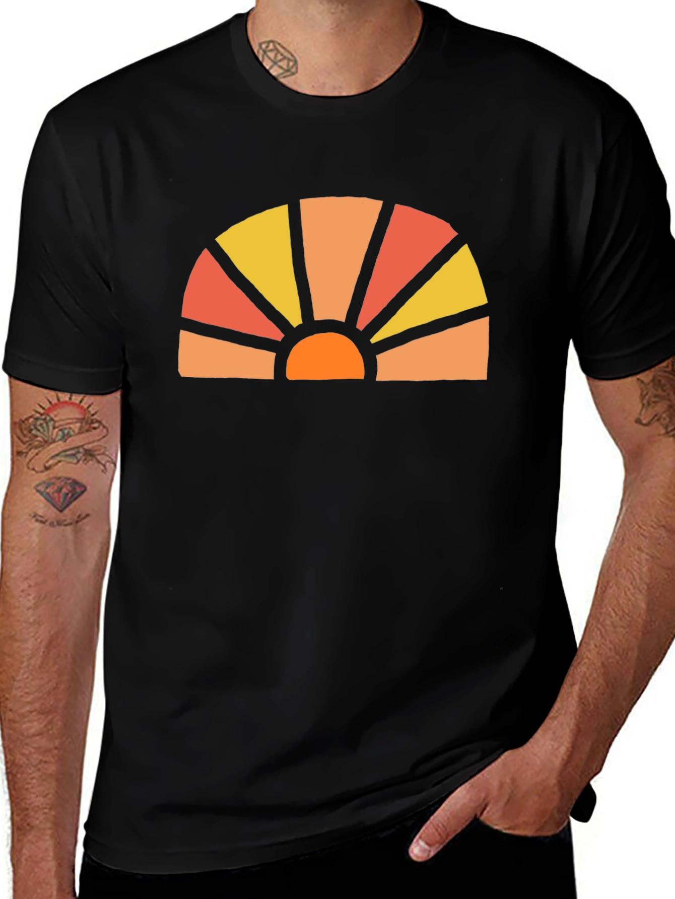 Variant 13 of Retro Sunset Graphic Tee - Black