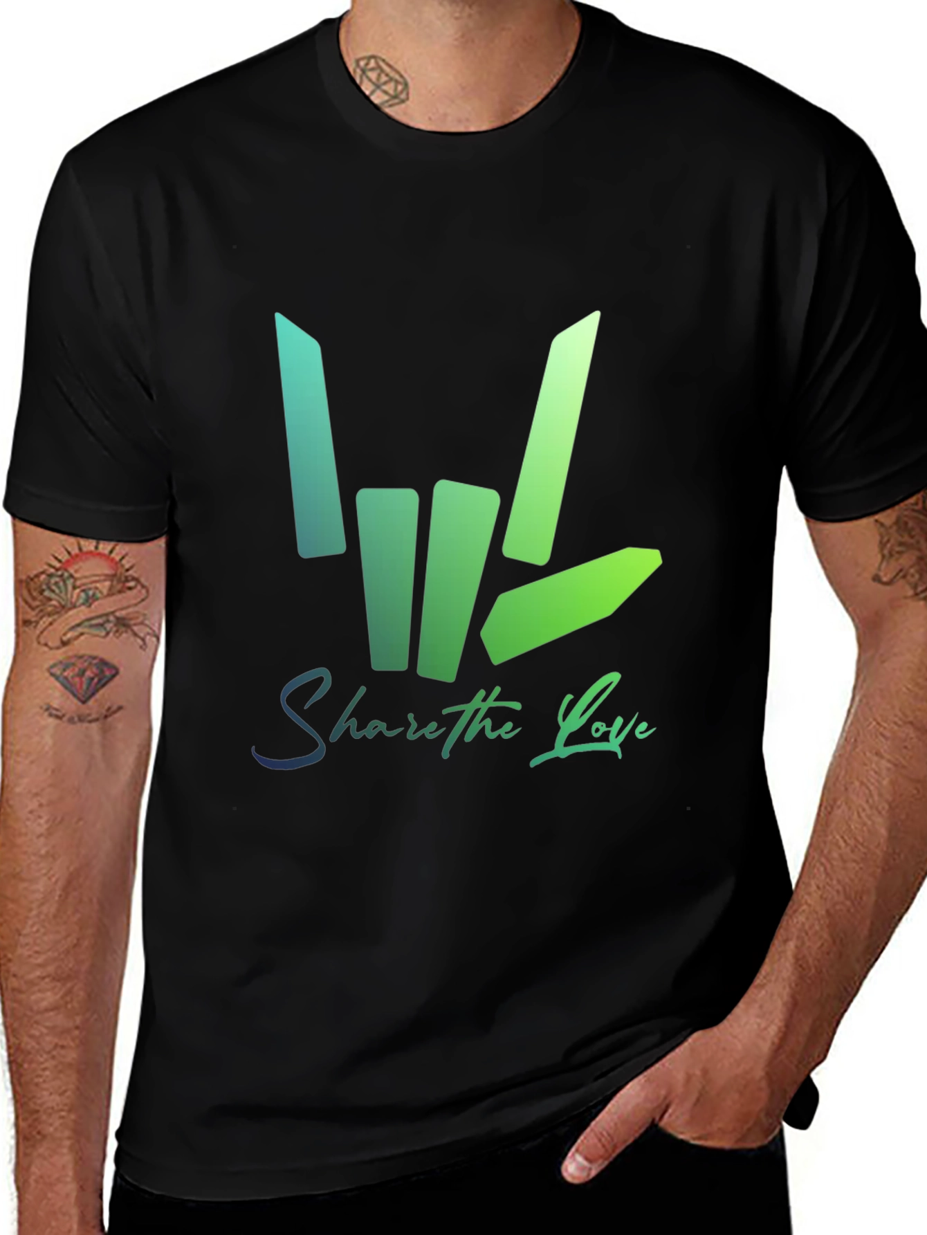 Variant 5 of Share the Love Graphic Tee - Trendy Black T-Shirt