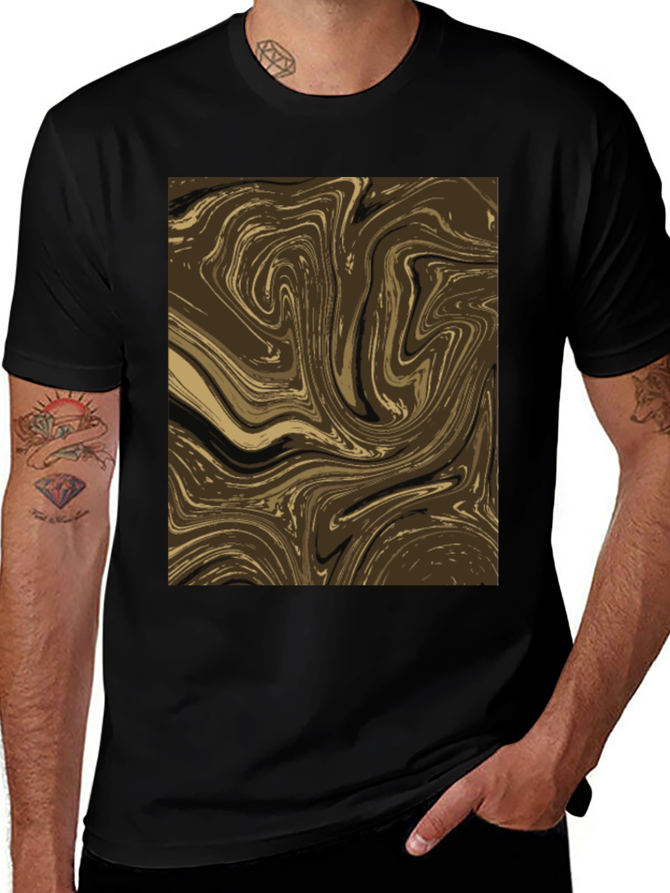 Variant 10 of Abstract Swirl Graphic Tee - Brown