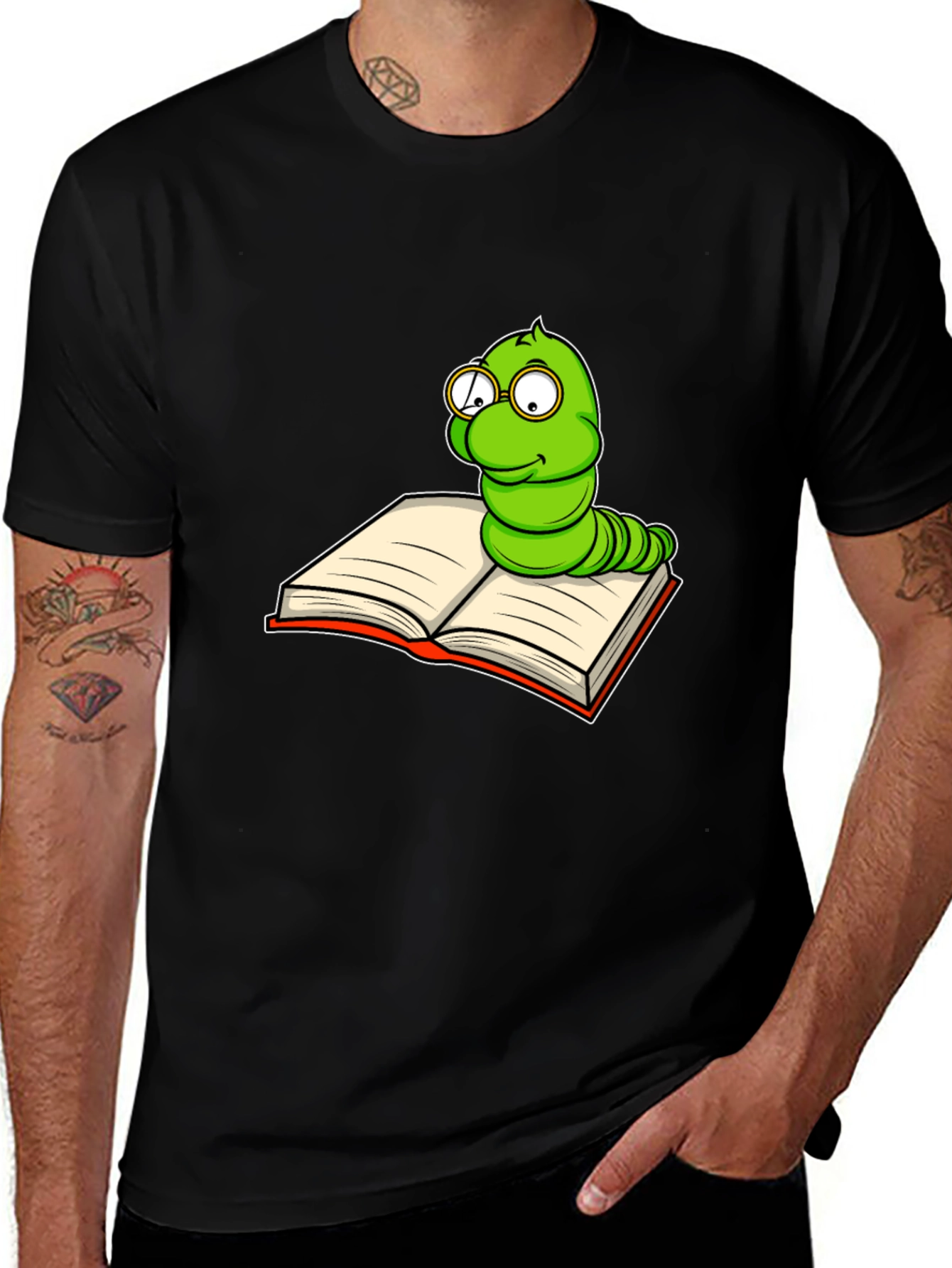 Variant 15 of Bookworm Tee - Funny Cartoon Worm Reading T-Shirt