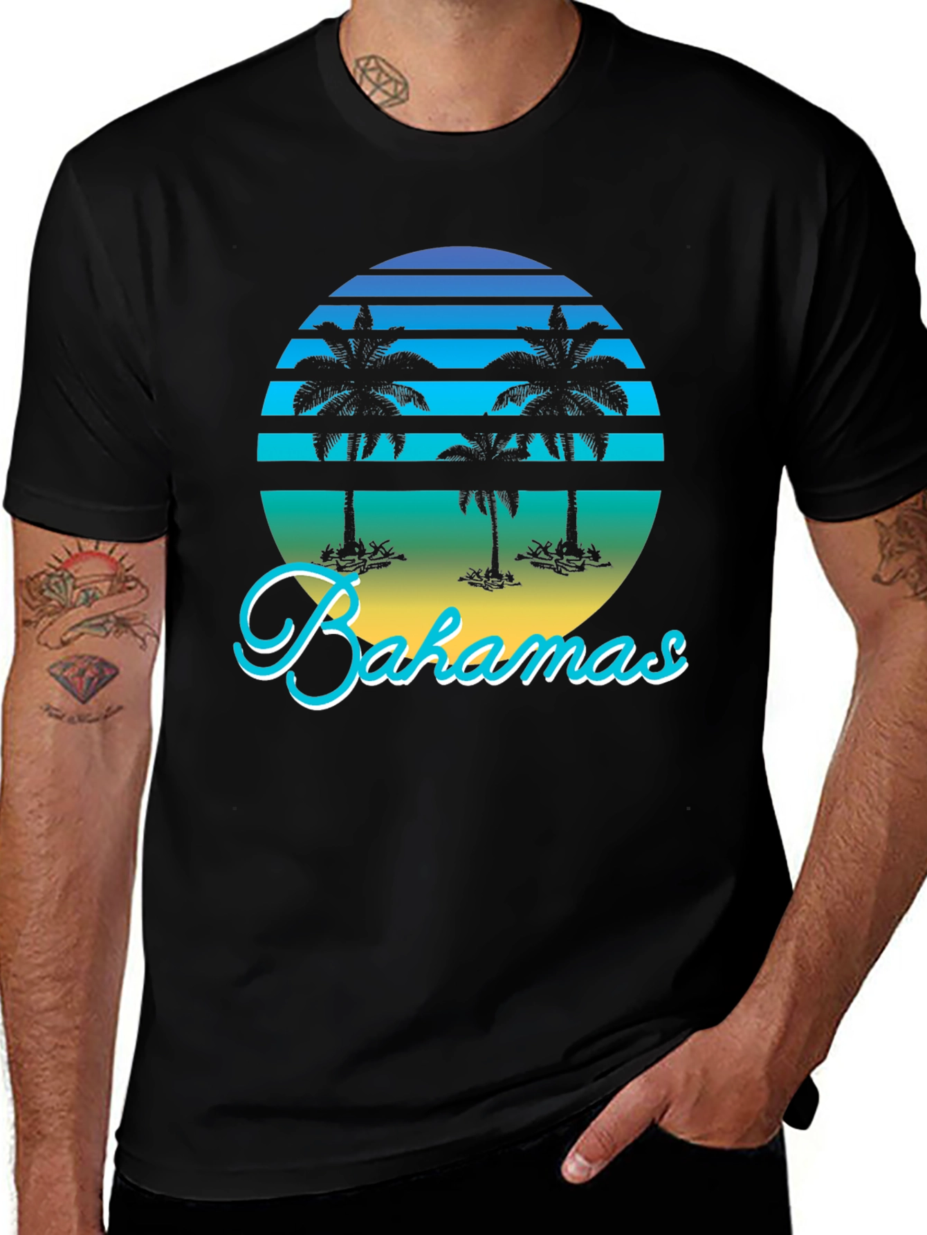 Bahamas Palm Tree Retro Graphic T-Shirt