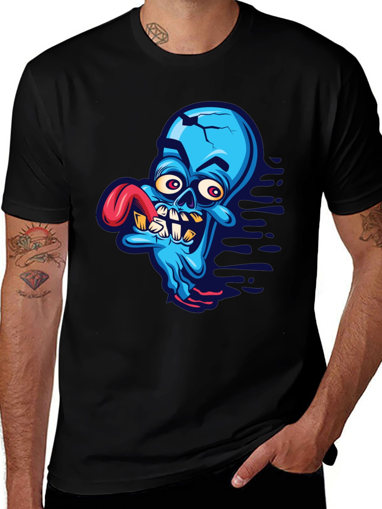 Variant 26 of Cartoon Zombie Graphic Tee - Blue