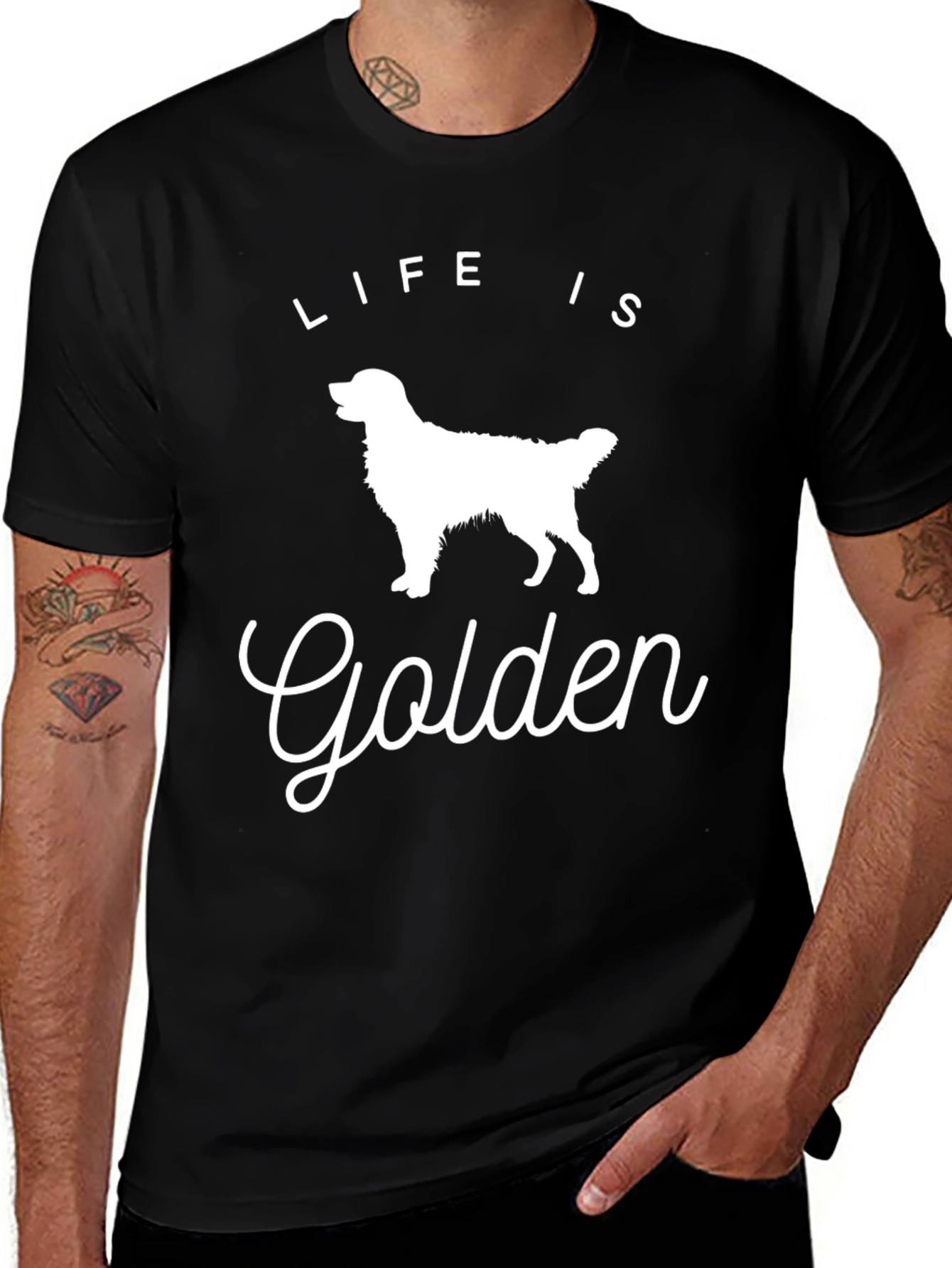 Variant 3 of Life is Golden Dog T-Shirt - Black