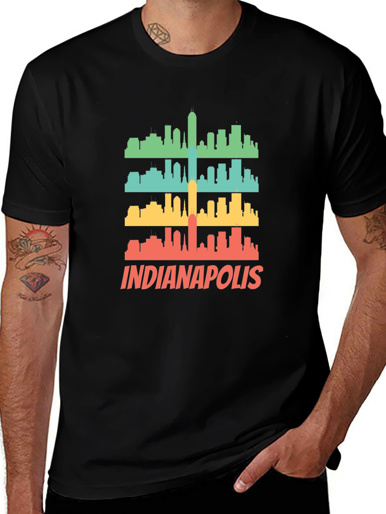 Indianapolis Skyline Retro T-Shirt
