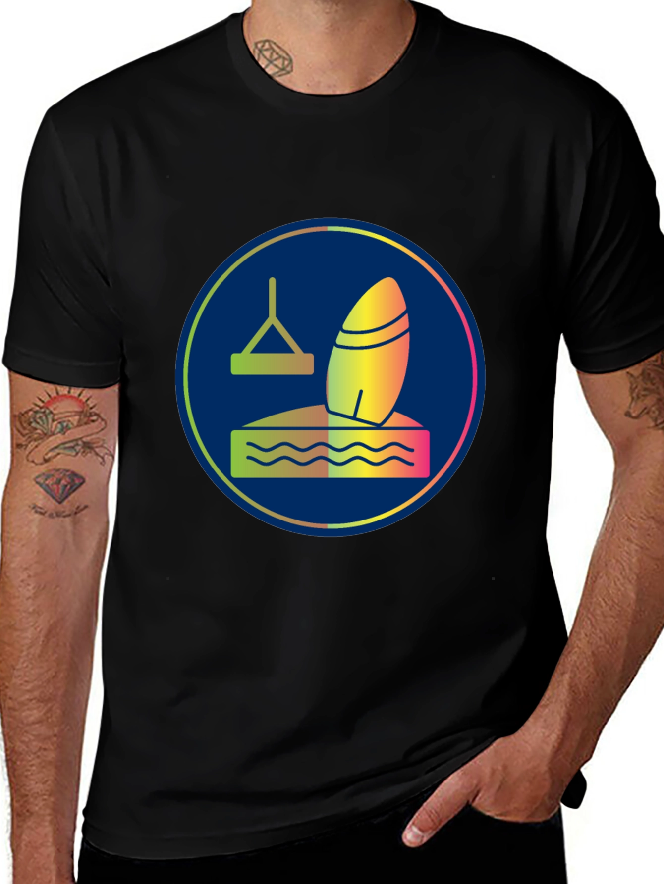 Black Surfboard T-Shirt - Water Sports Tee main image